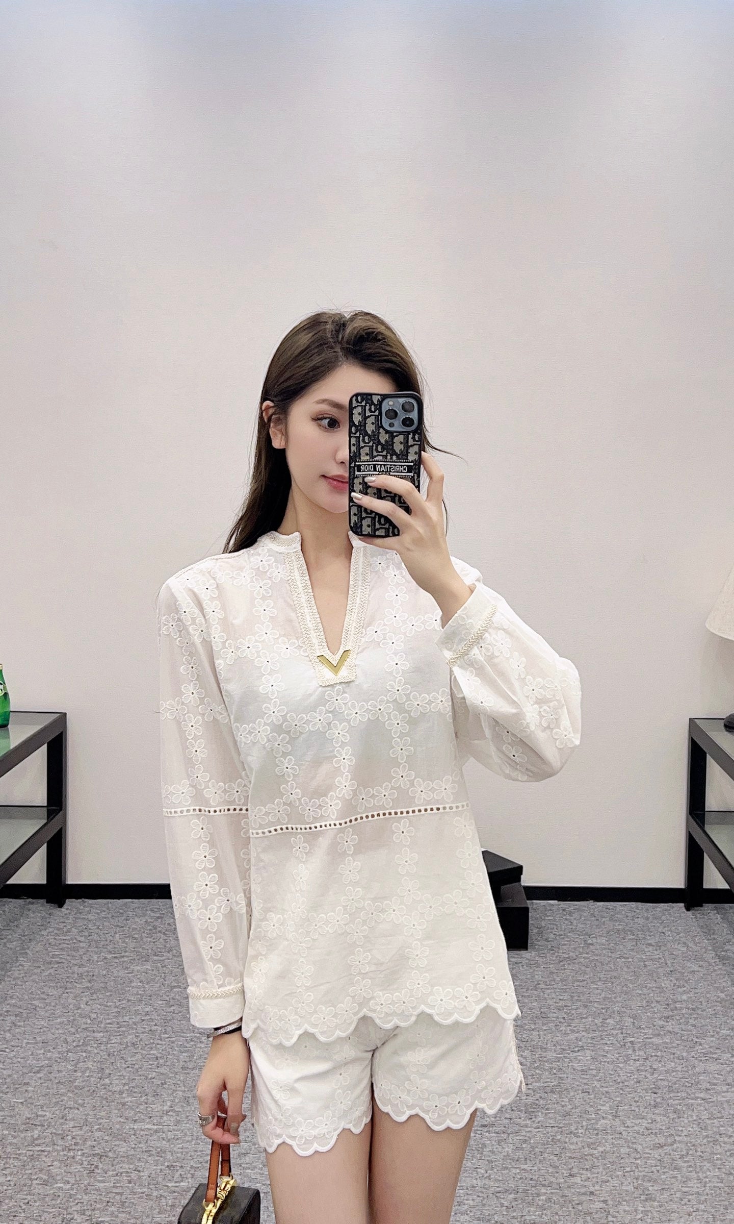 V*♥New Arrival Embroidered Top and Shorts Set