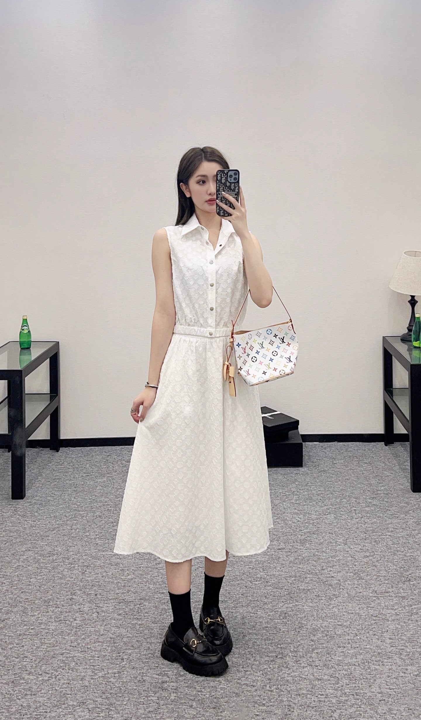 L*♥New Arrival Sleeveless Shirt Skirt Set