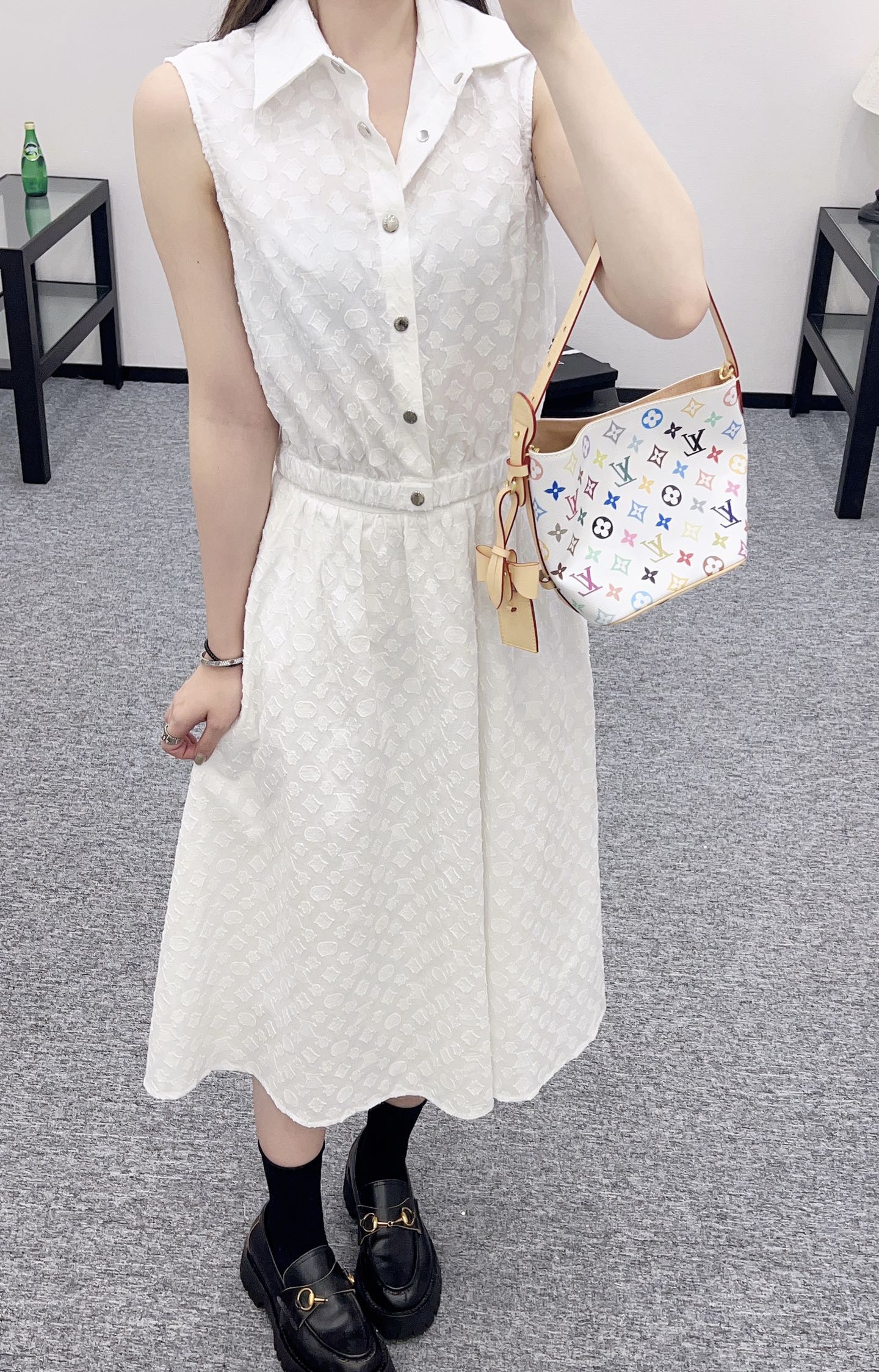 L*♥New Arrival Sleeveless Shirt Skirt Set