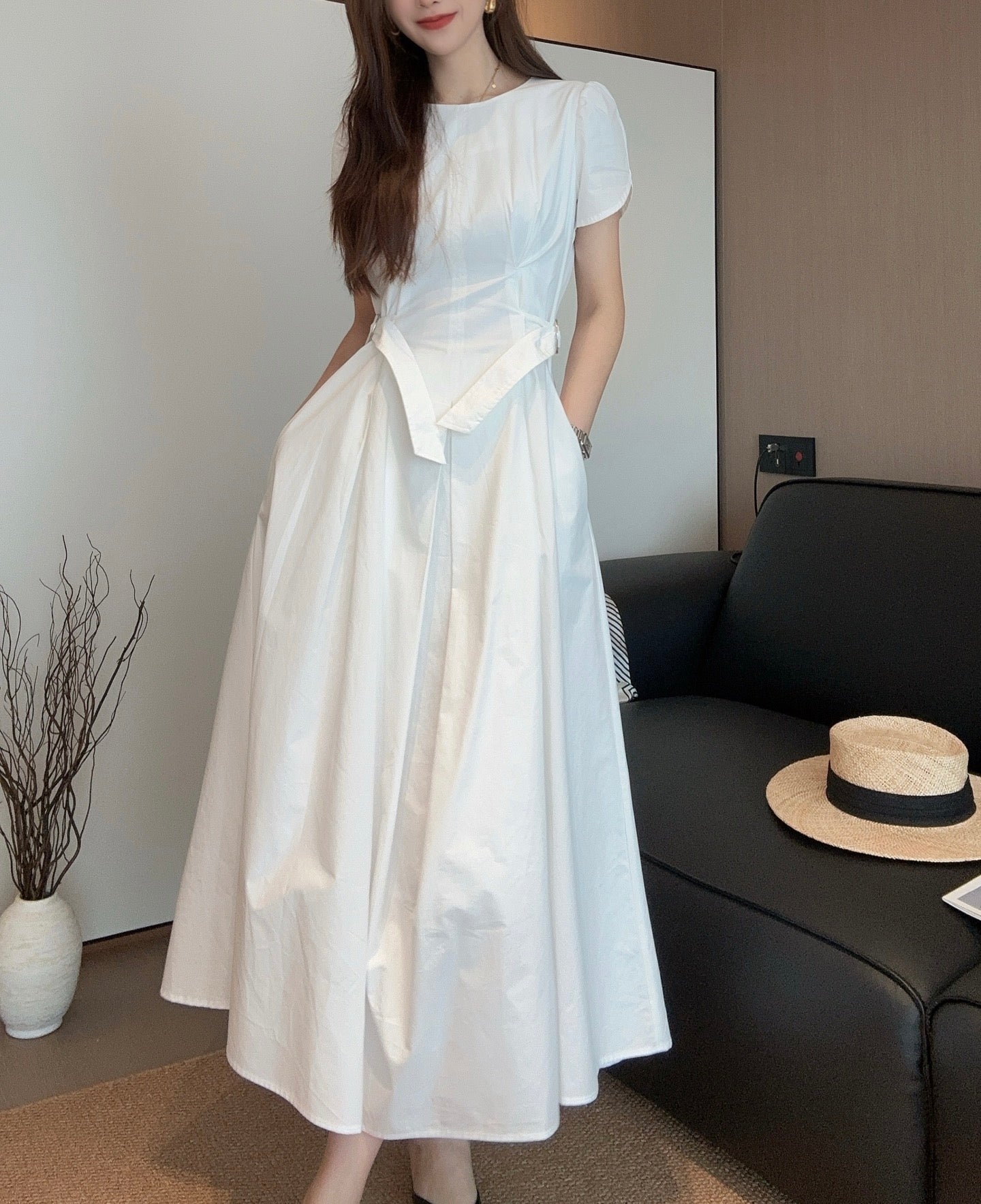 D*♥2025 new style waist-length puff sleeve dress