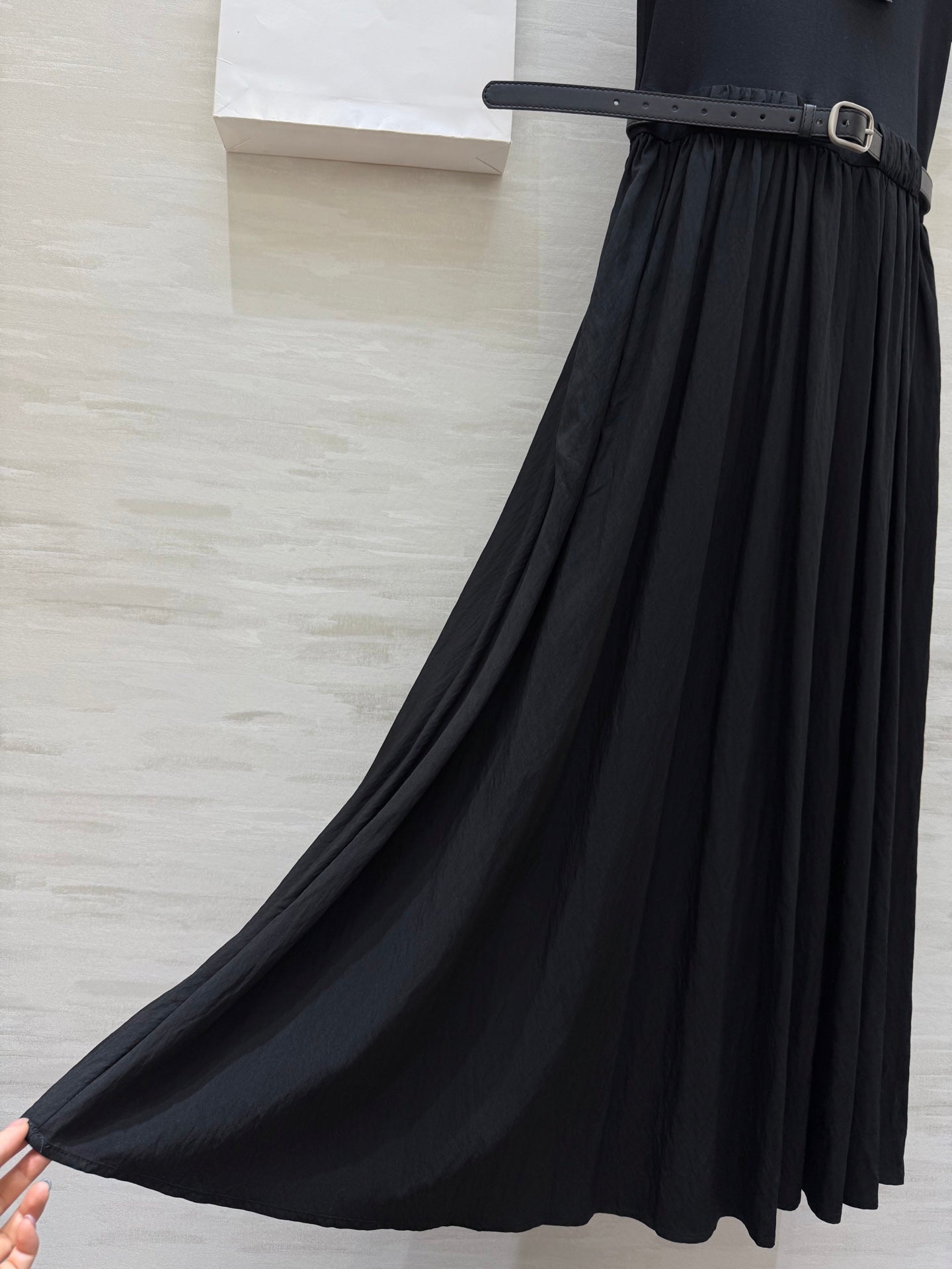 y*♥2025 new style waist belt waist long short sleeve dress