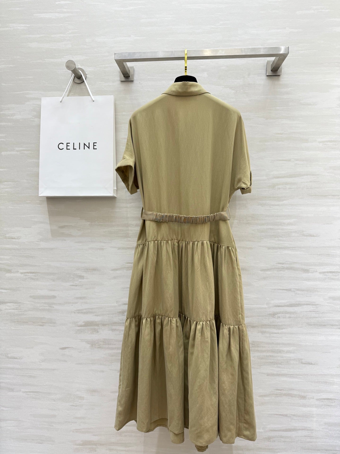 c*♥2025 new gold button lapel waisted dress