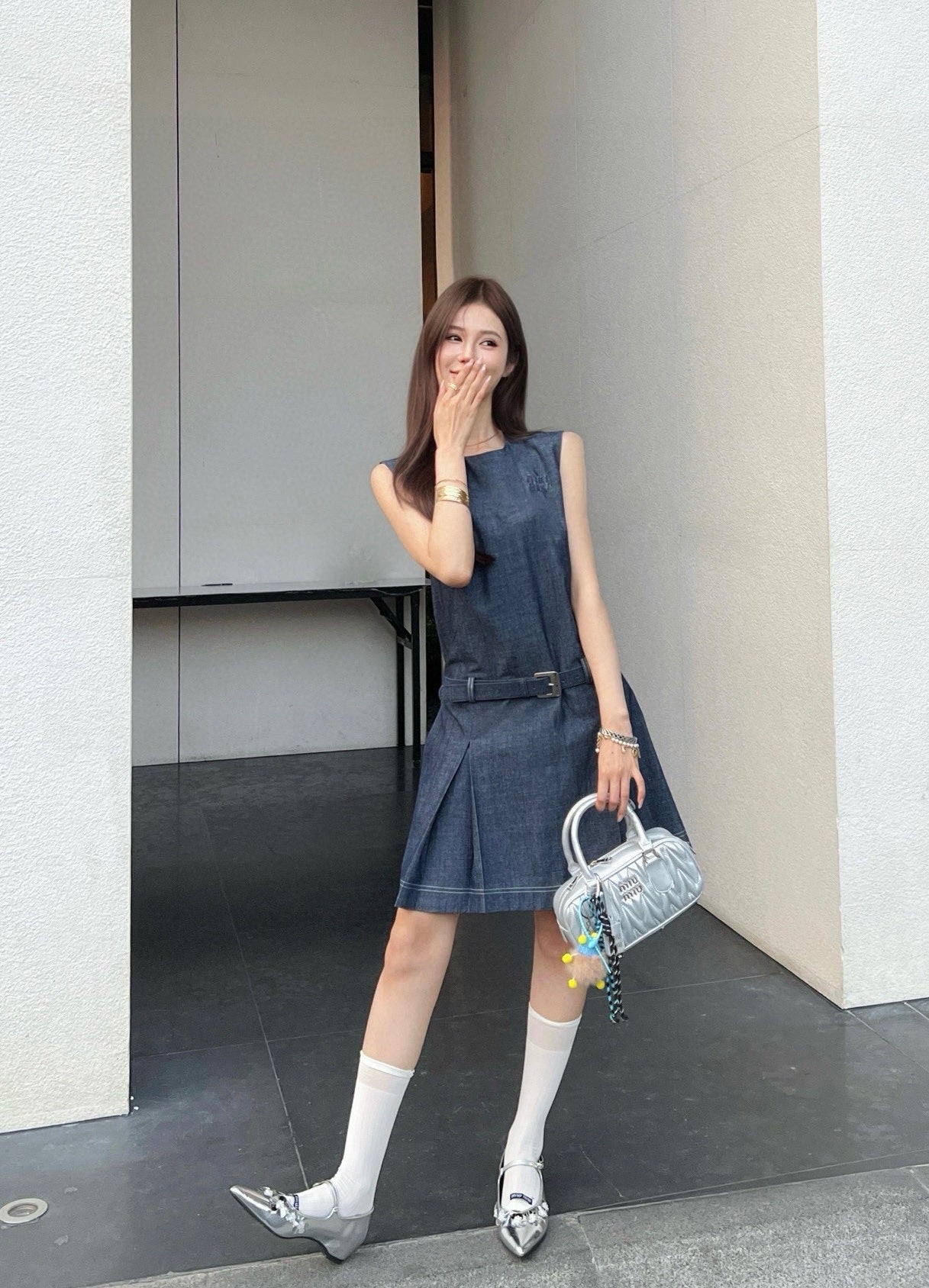Mi*mi*♡²⁵ New belted denim sleeveless dress