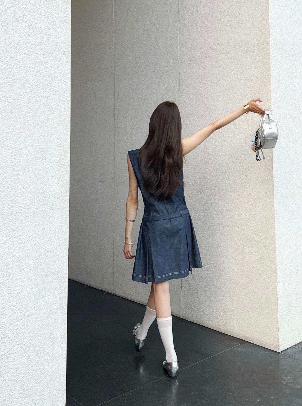 Mi*mi*♡²⁵ New belted denim sleeveless dress
