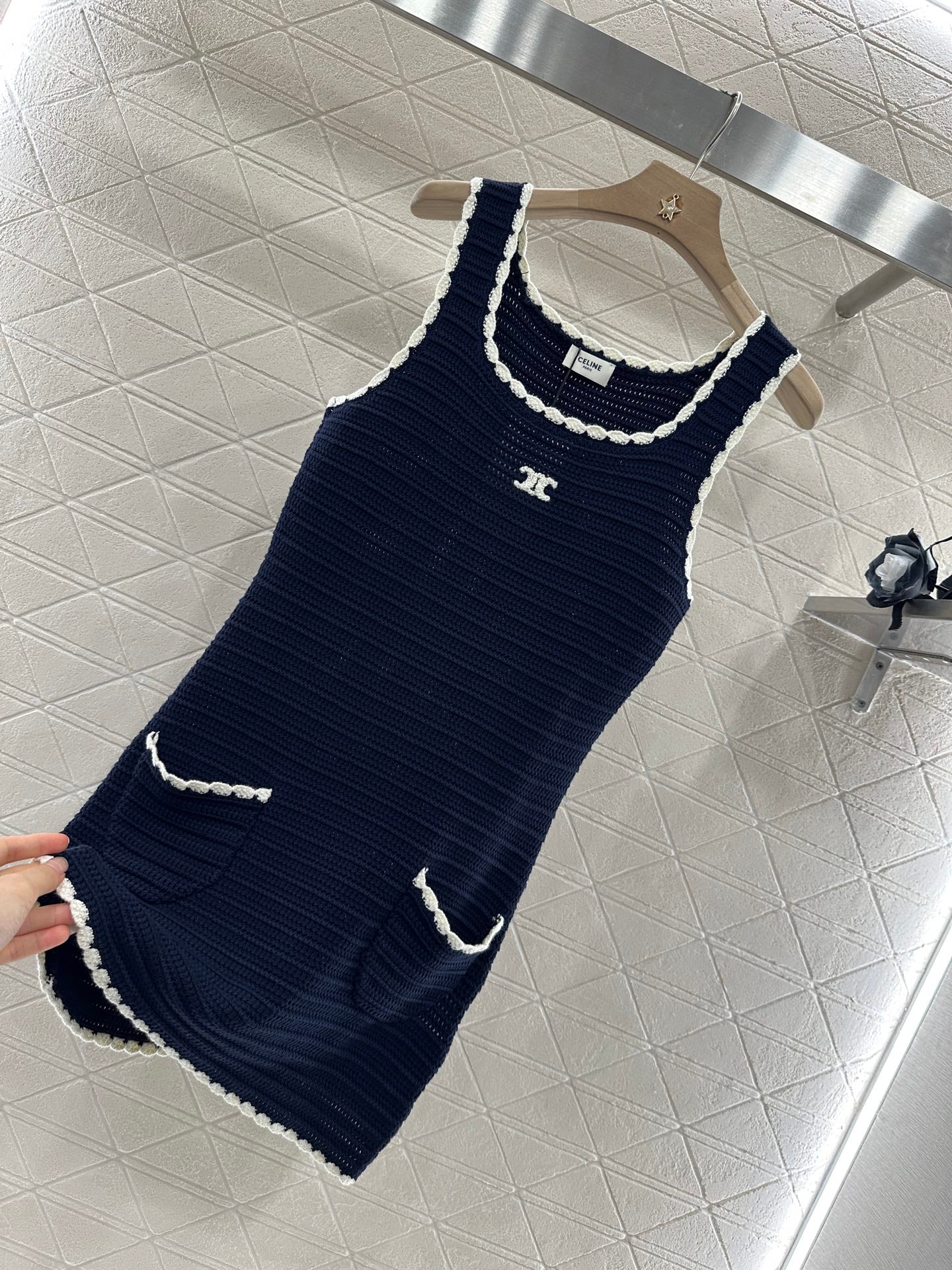 C*♥2025 new products Lace knitted vest dress