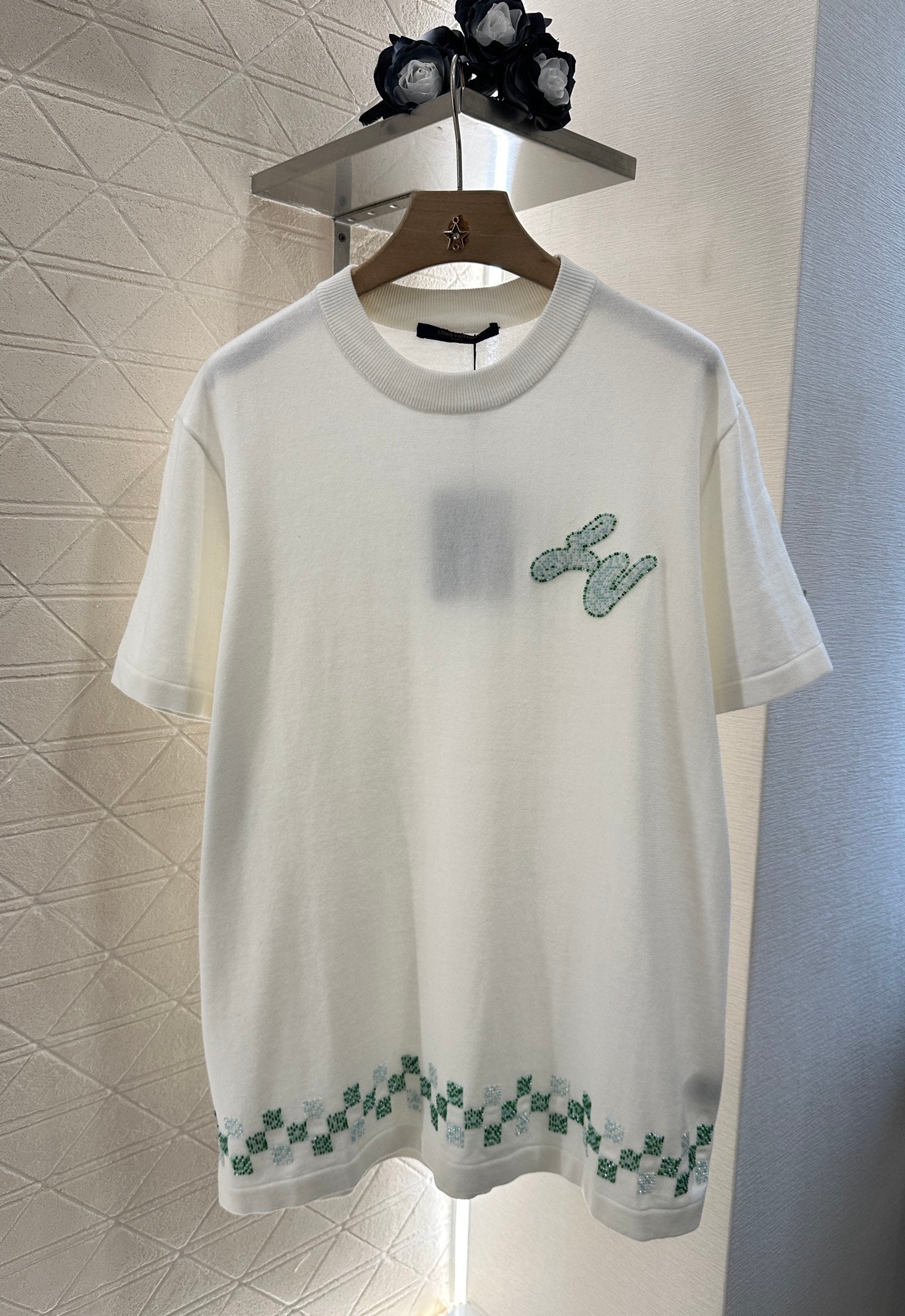 L*♥2025 new product Round neck beaded short sleeves