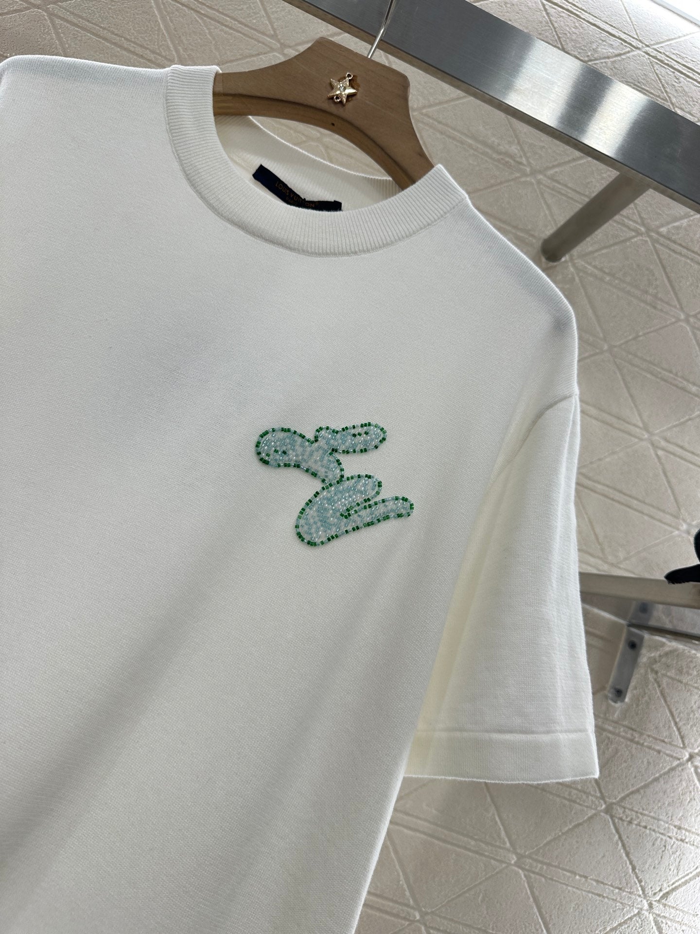L*♥2025 new product Round neck beaded short sleeves
