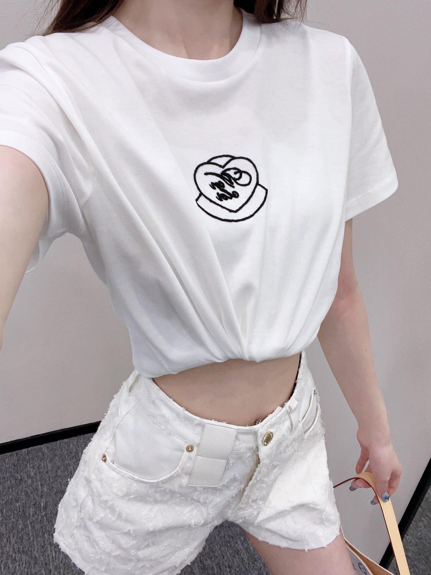 M*♥2025 new product Heart letter short sleeves