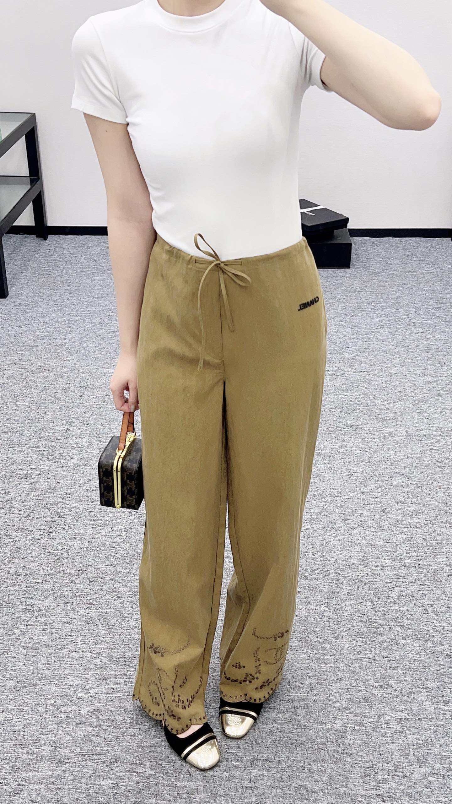 C*♥2025 new products Embroidered wide-leg trousers