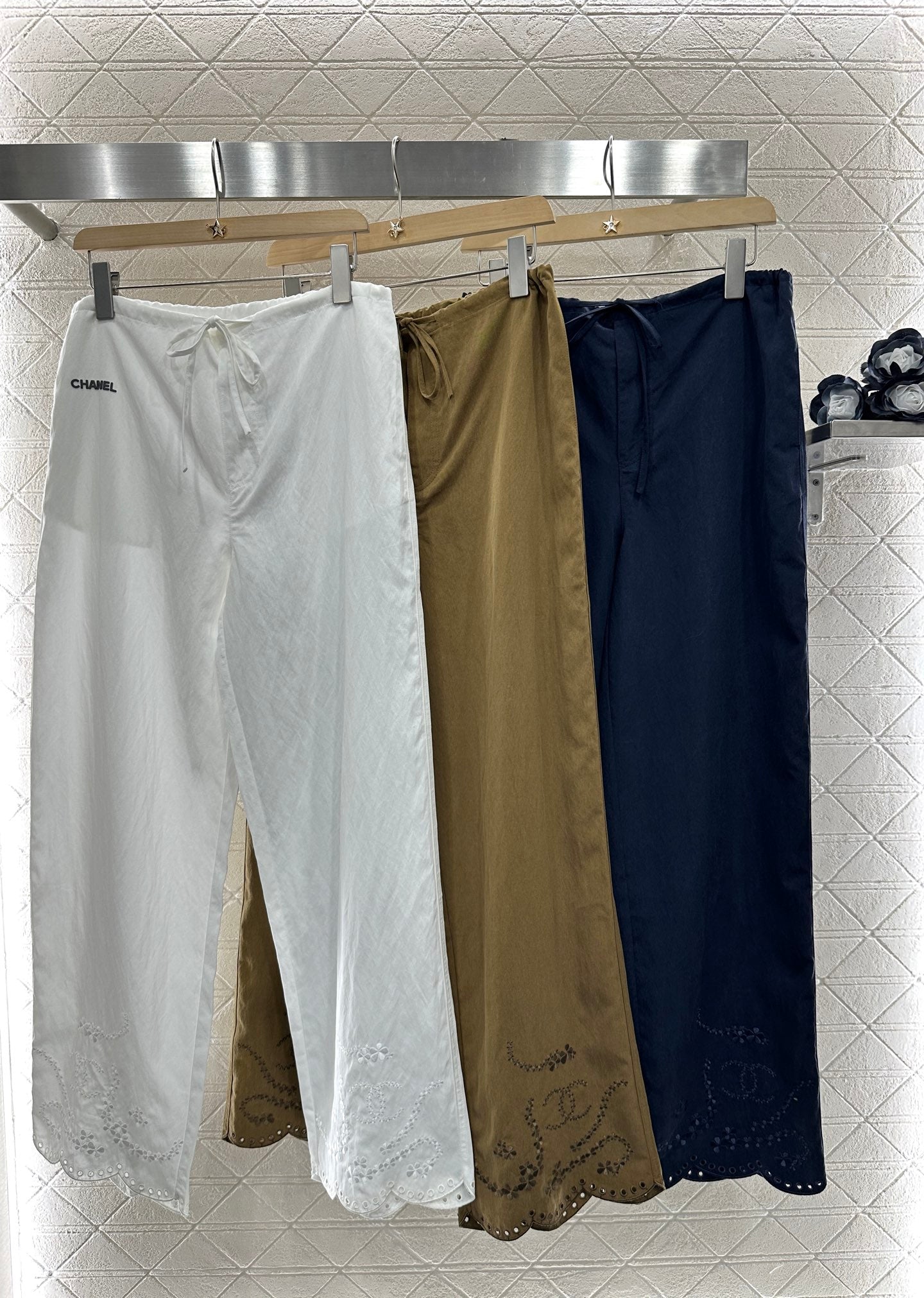 C*♥2025 new products Embroidered wide-leg trousers