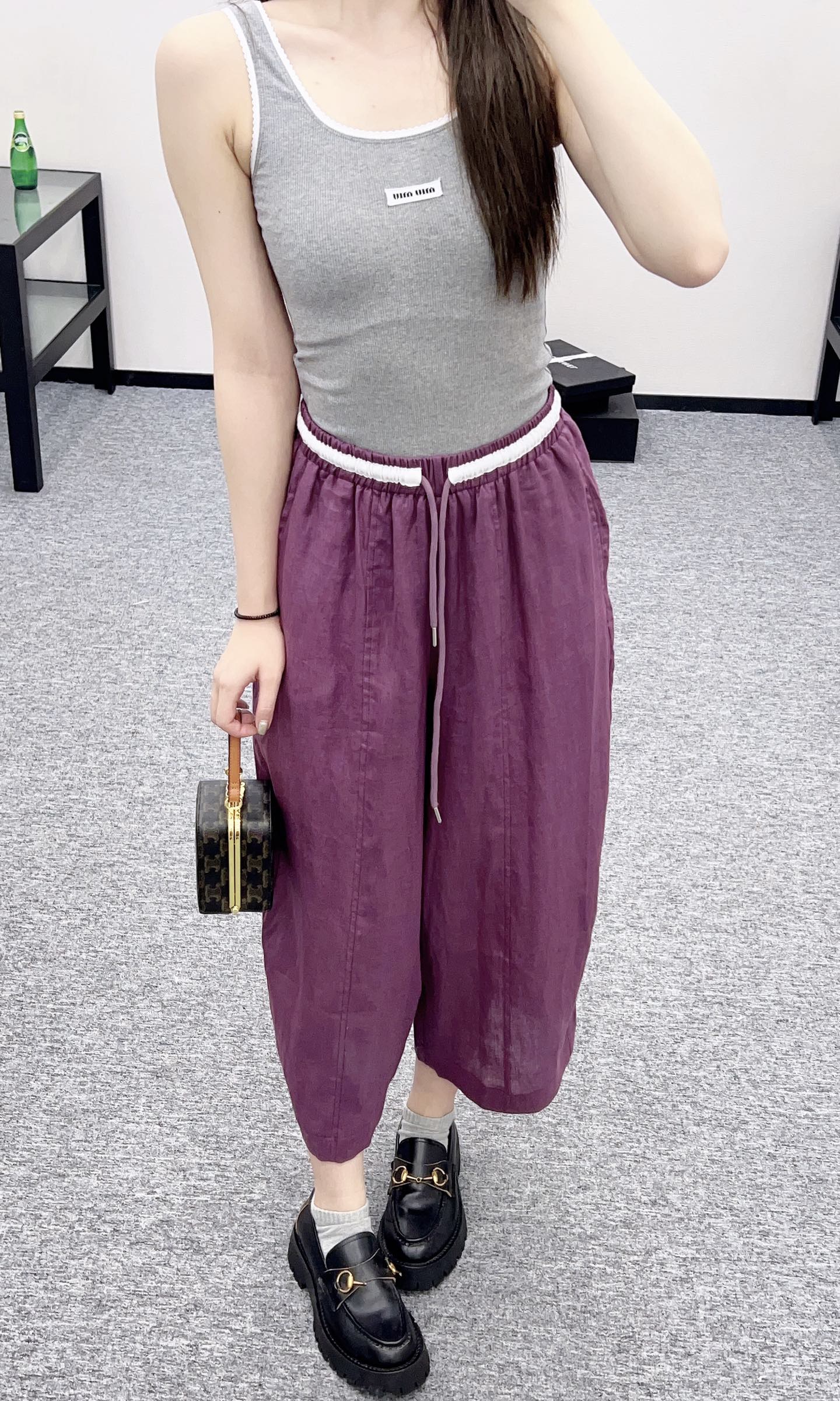 C*♥2025 new product Linen cropped pants