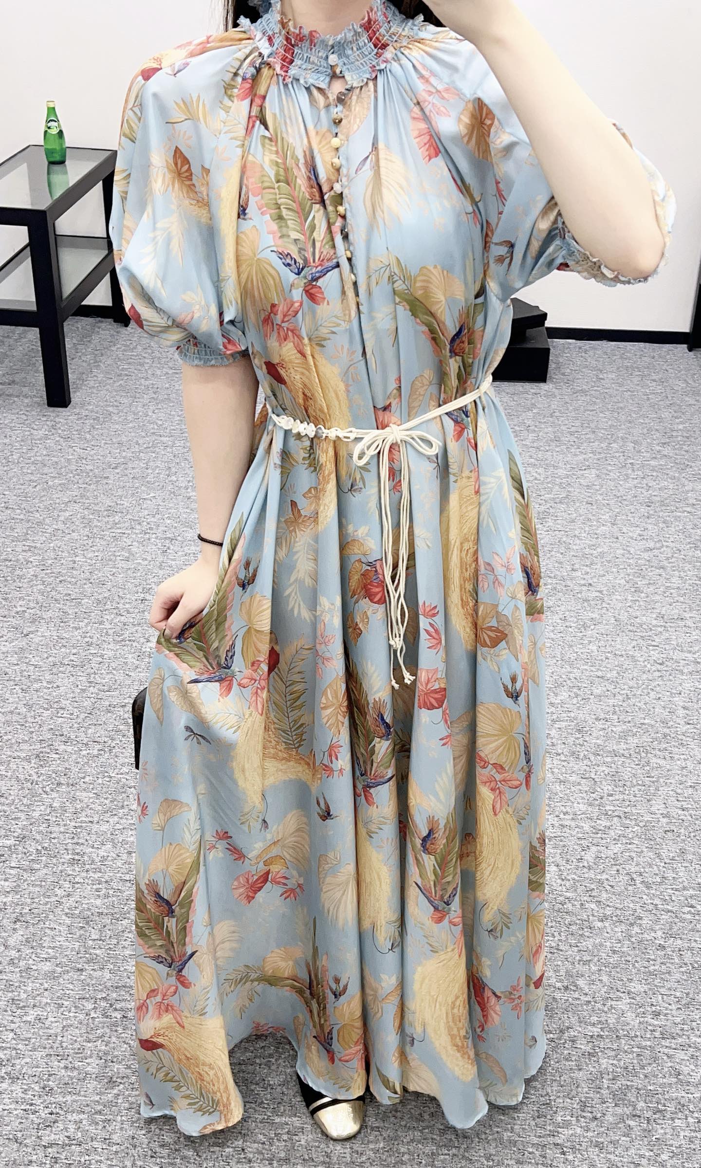 Z*♥2025 new product Silk waist chain dress
