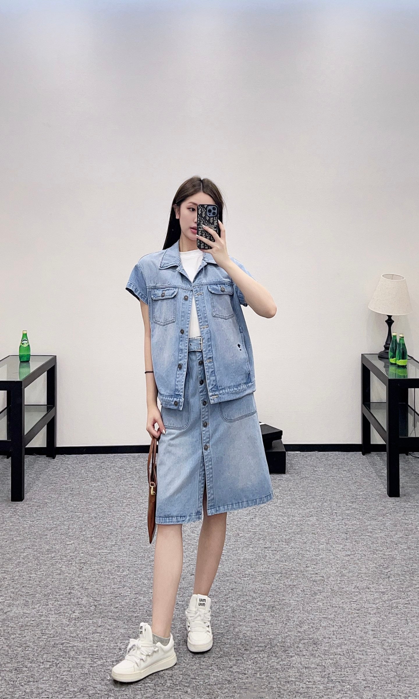 D*♥2025 new product Denim skirt with belt