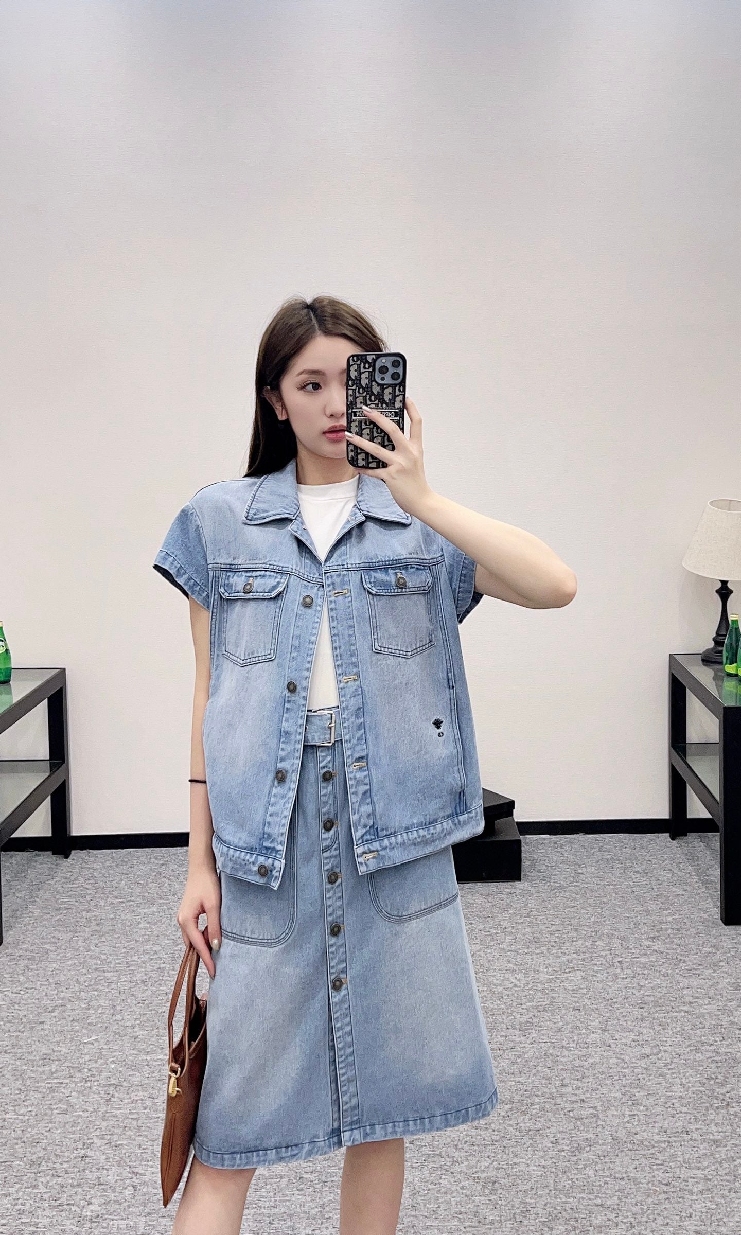 D*♥2025 new product Denim skirt with belt