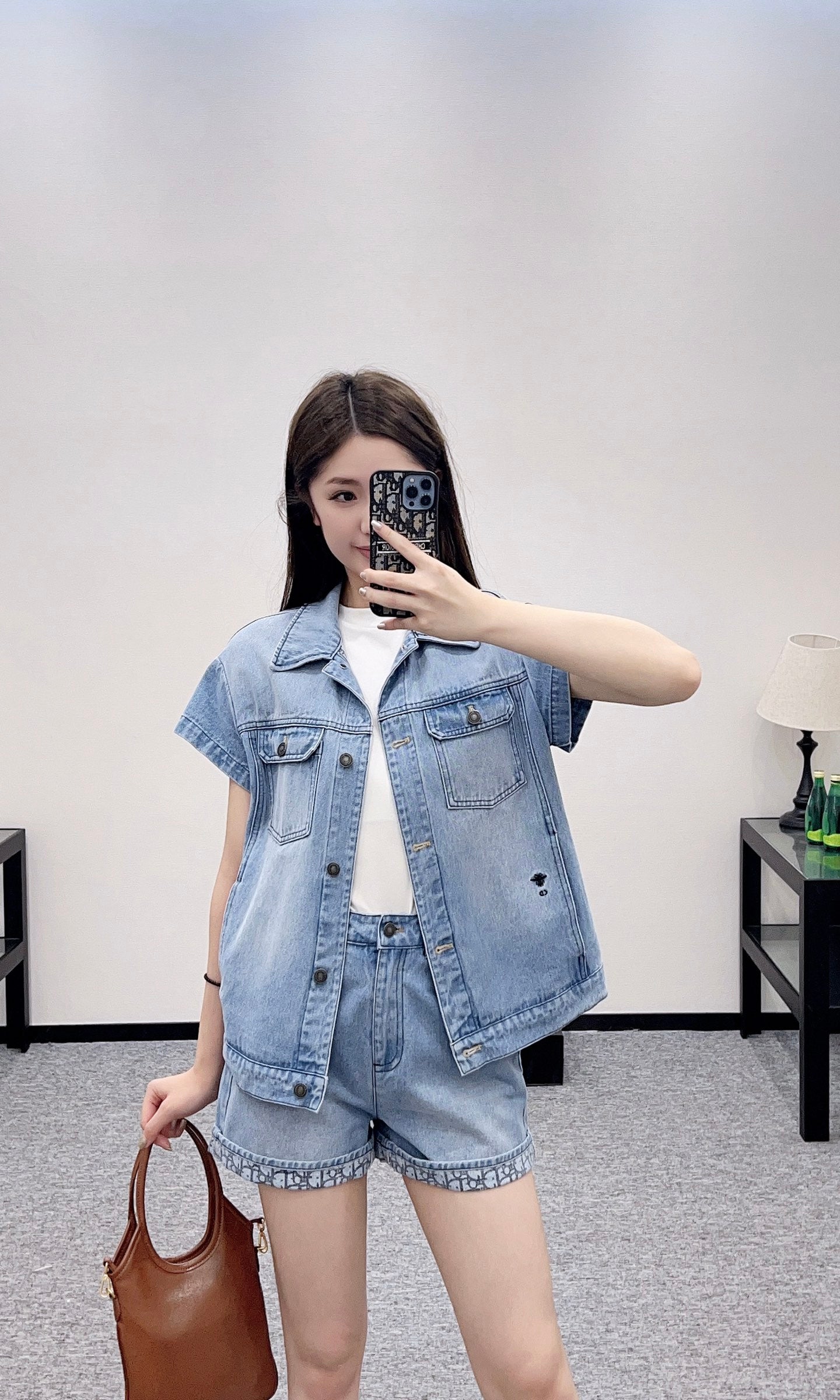 D*♥2025 new product Denim jacket and shorts set