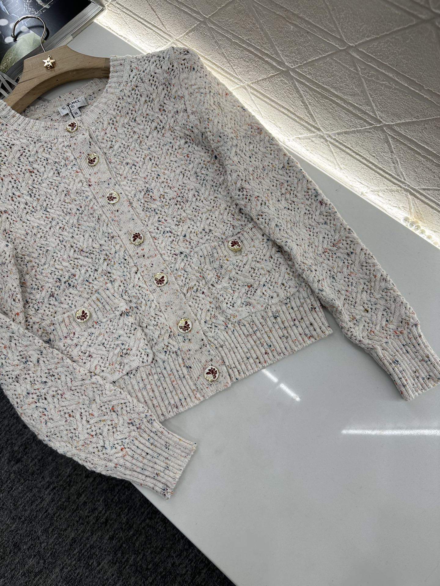 C*♥2025 new product Openwork knitted cardigan