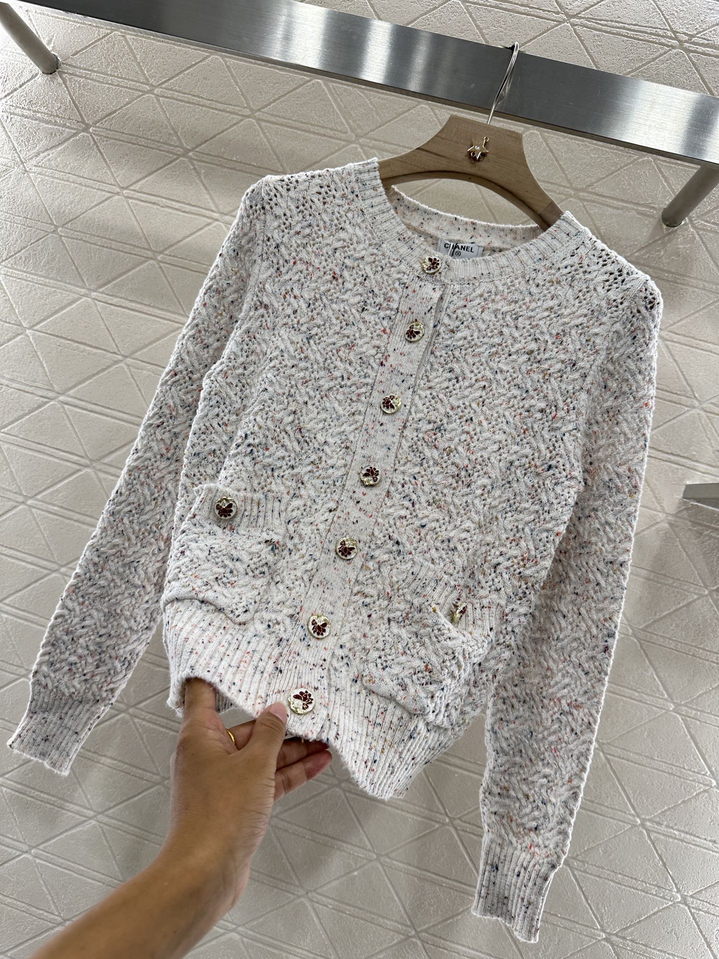 C*♥2025 new product Openwork knitted cardigan