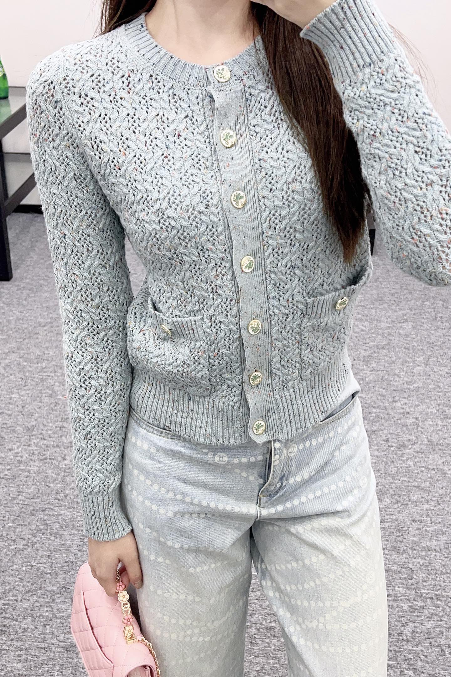 C*♥2025 new product Openwork knitted cardigan