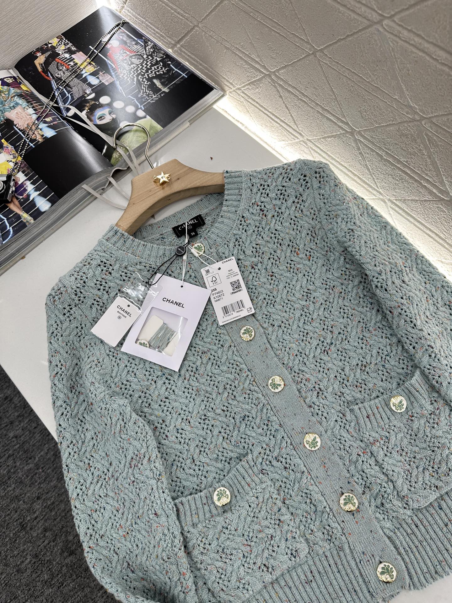 C*♥2025 new product Openwork knitted cardigan