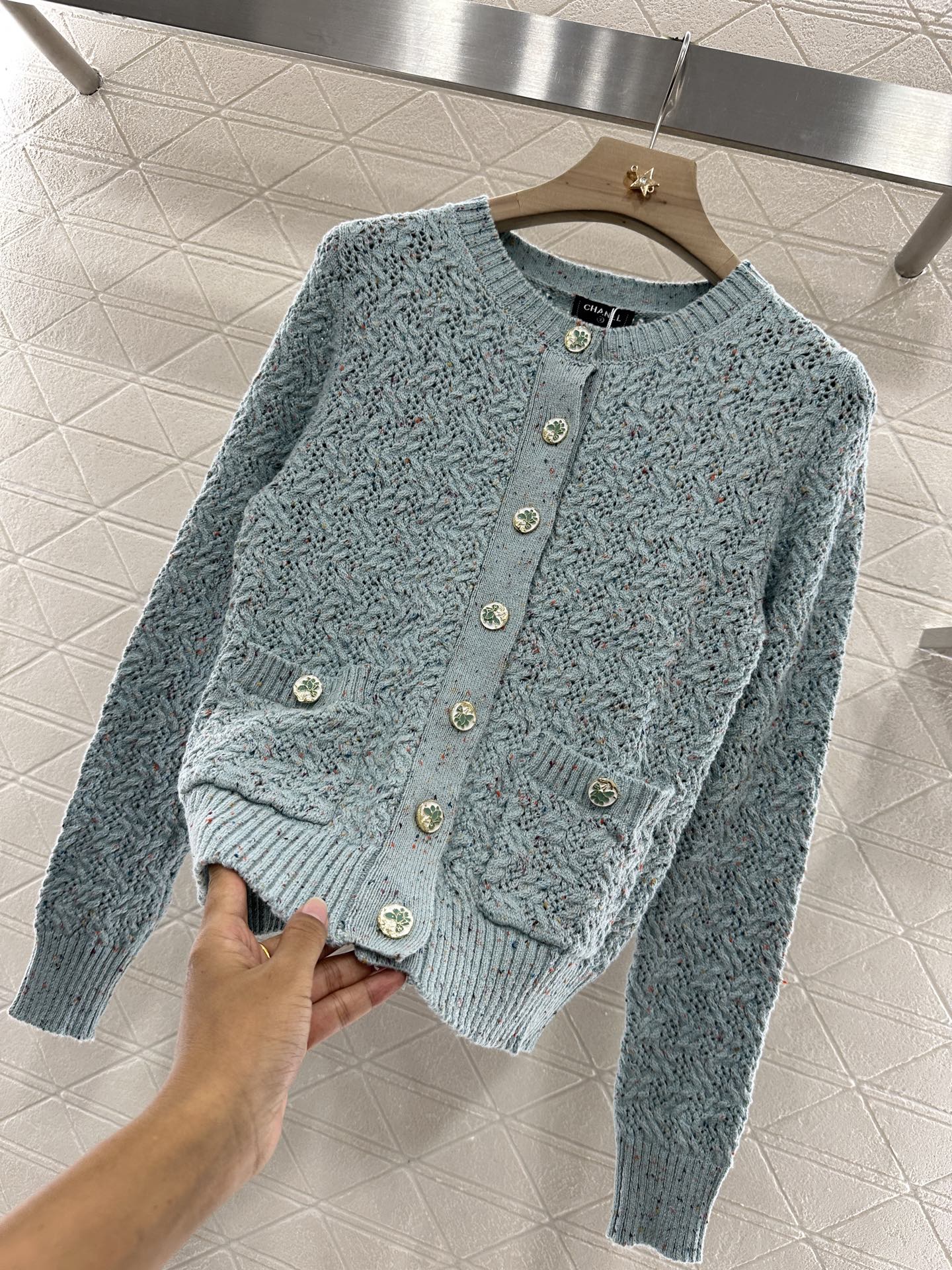 C*♥2025 new product Openwork knitted cardigan