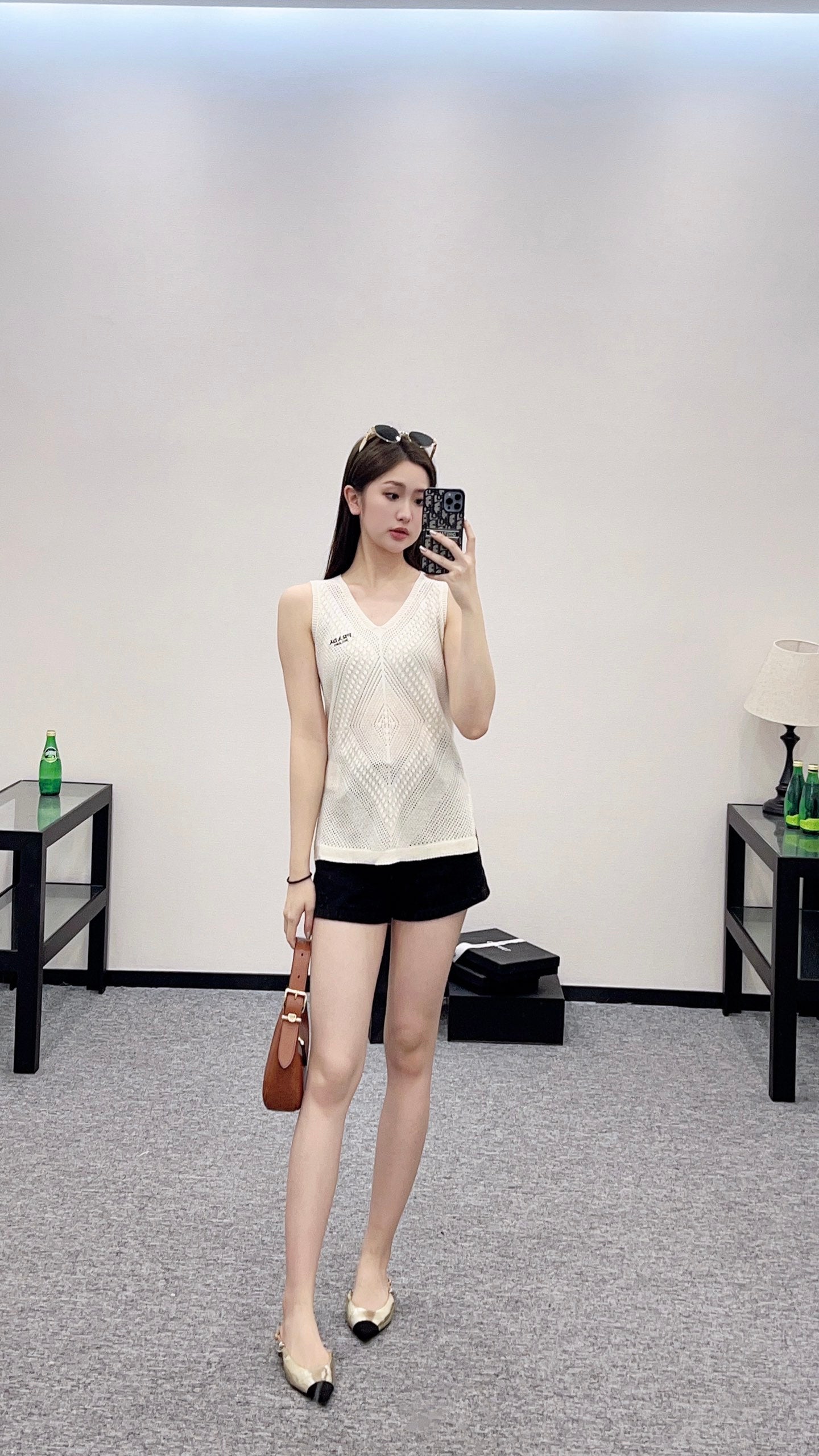 P*♥2025 new product Hollow knitted vest