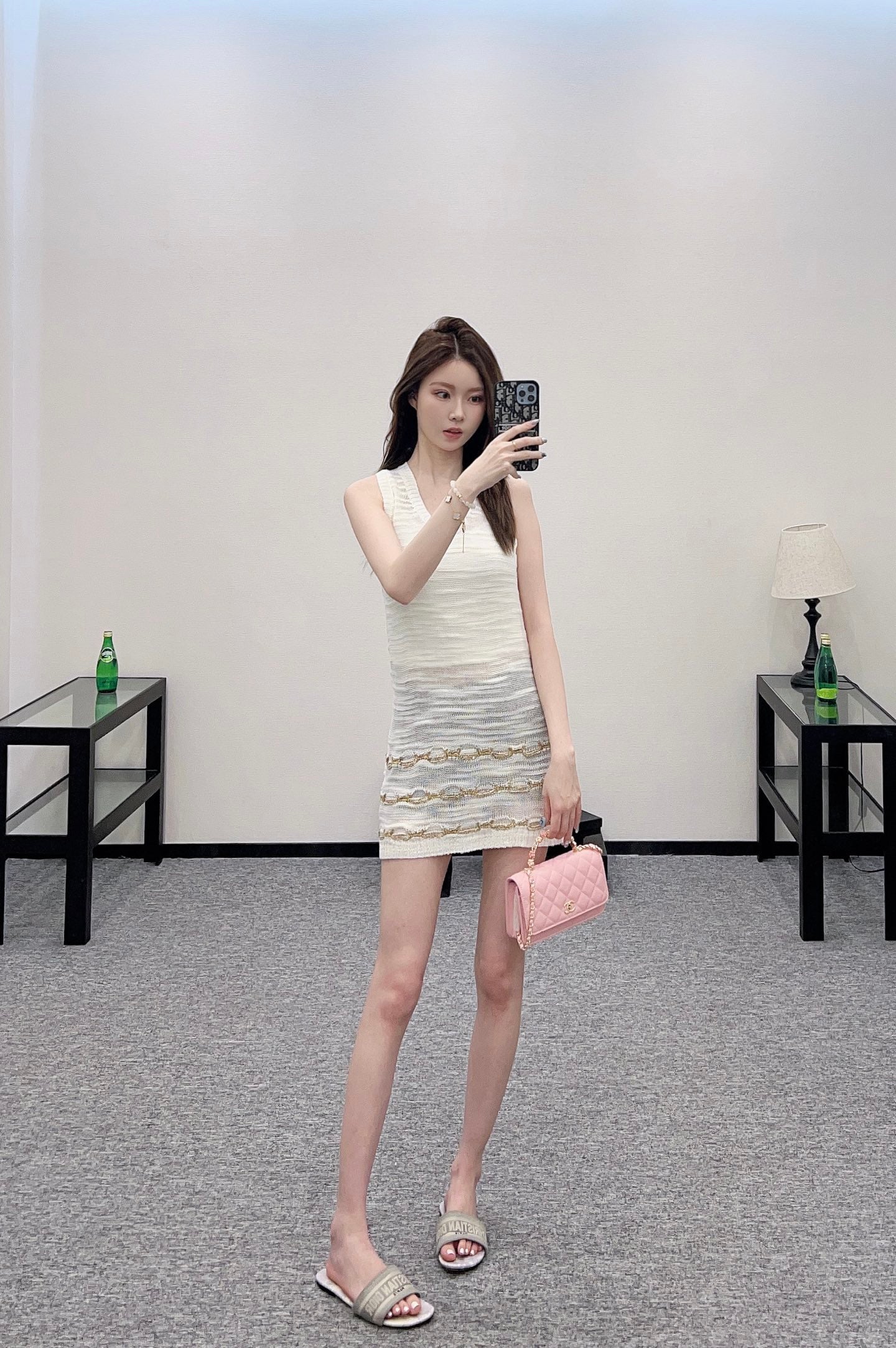 C*♥2025 new product Embroidered knitted vest dress