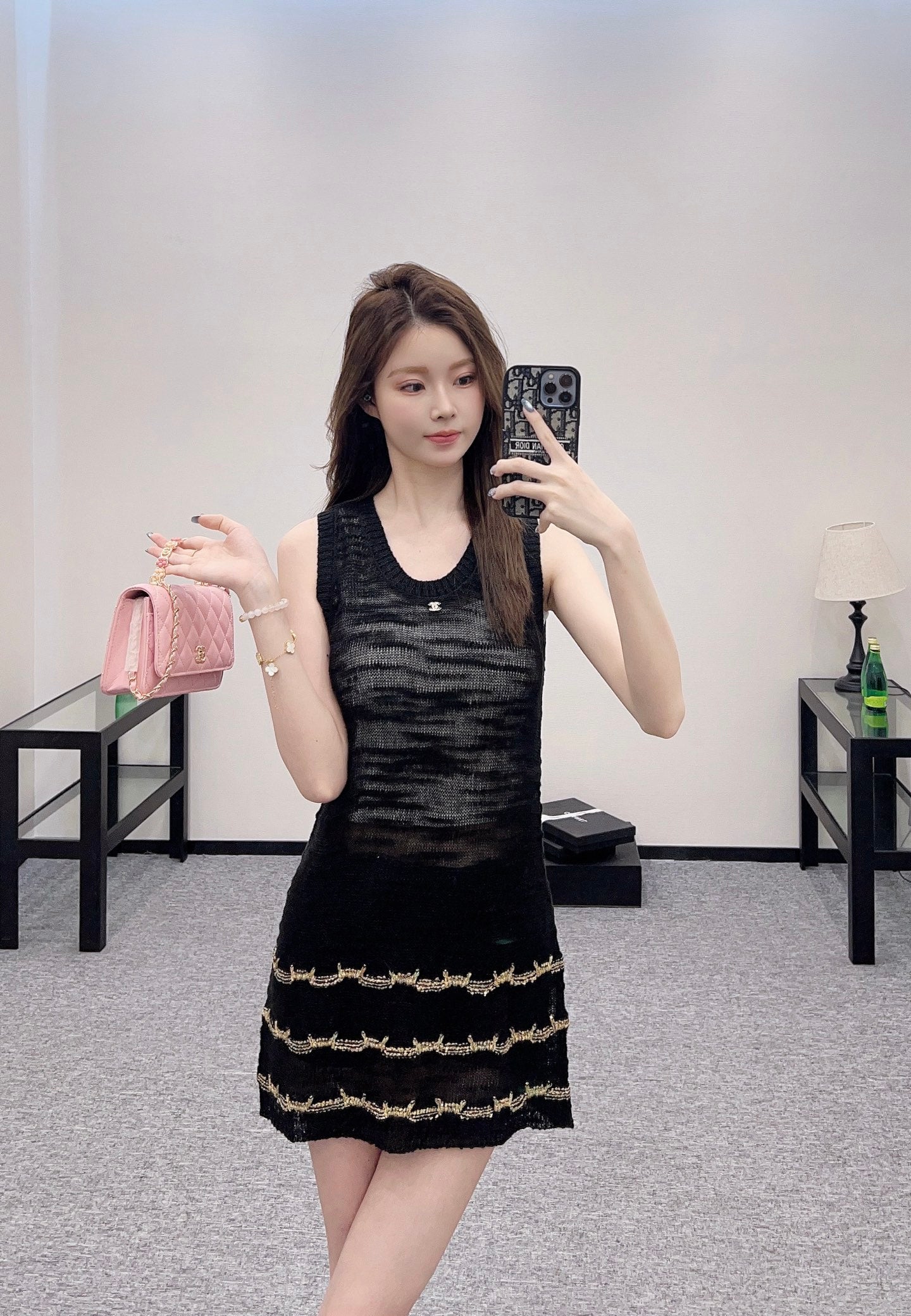C*♥2025 new product Embroidered knitted vest dress