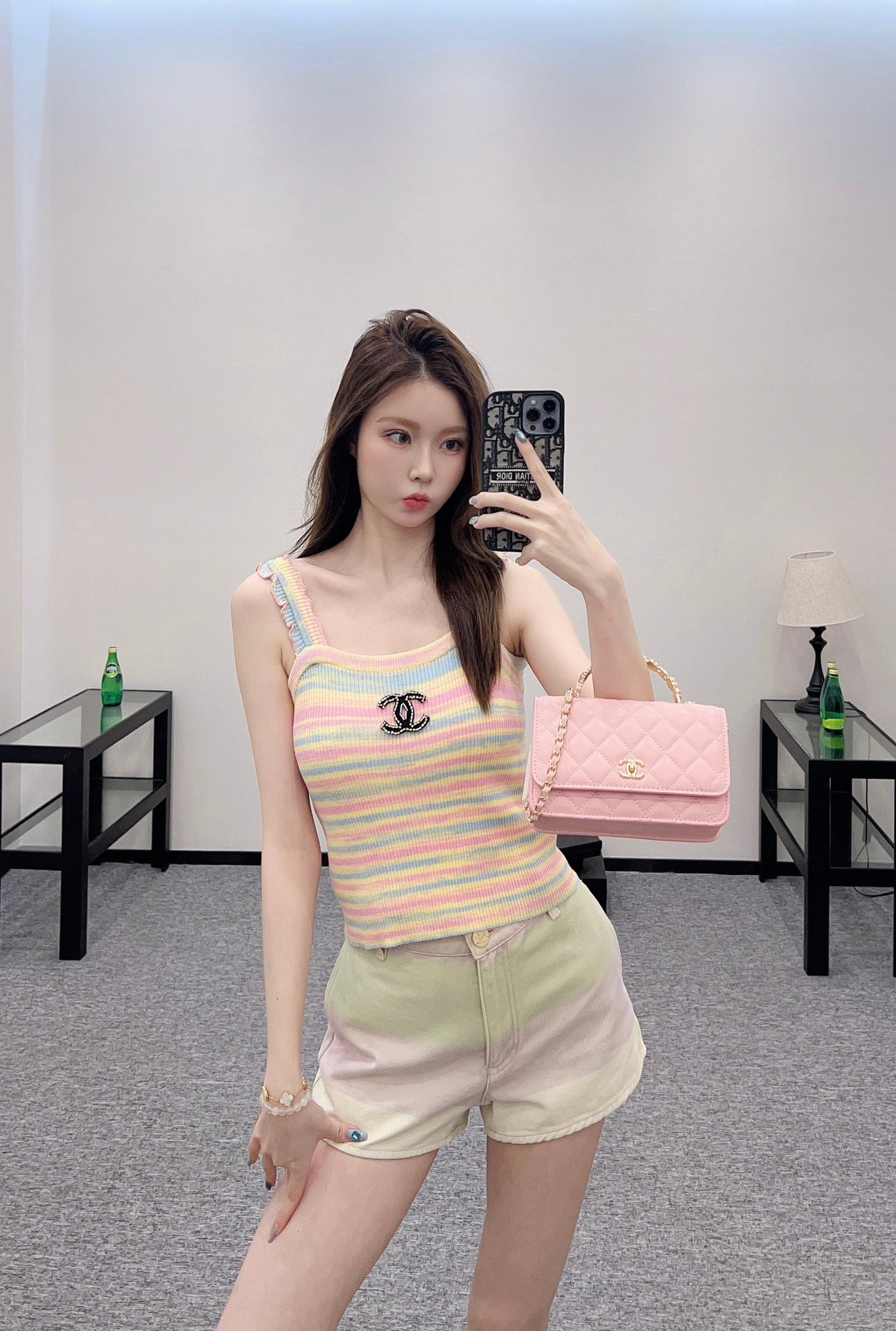 C*♥2025 new product Striped knitted vest