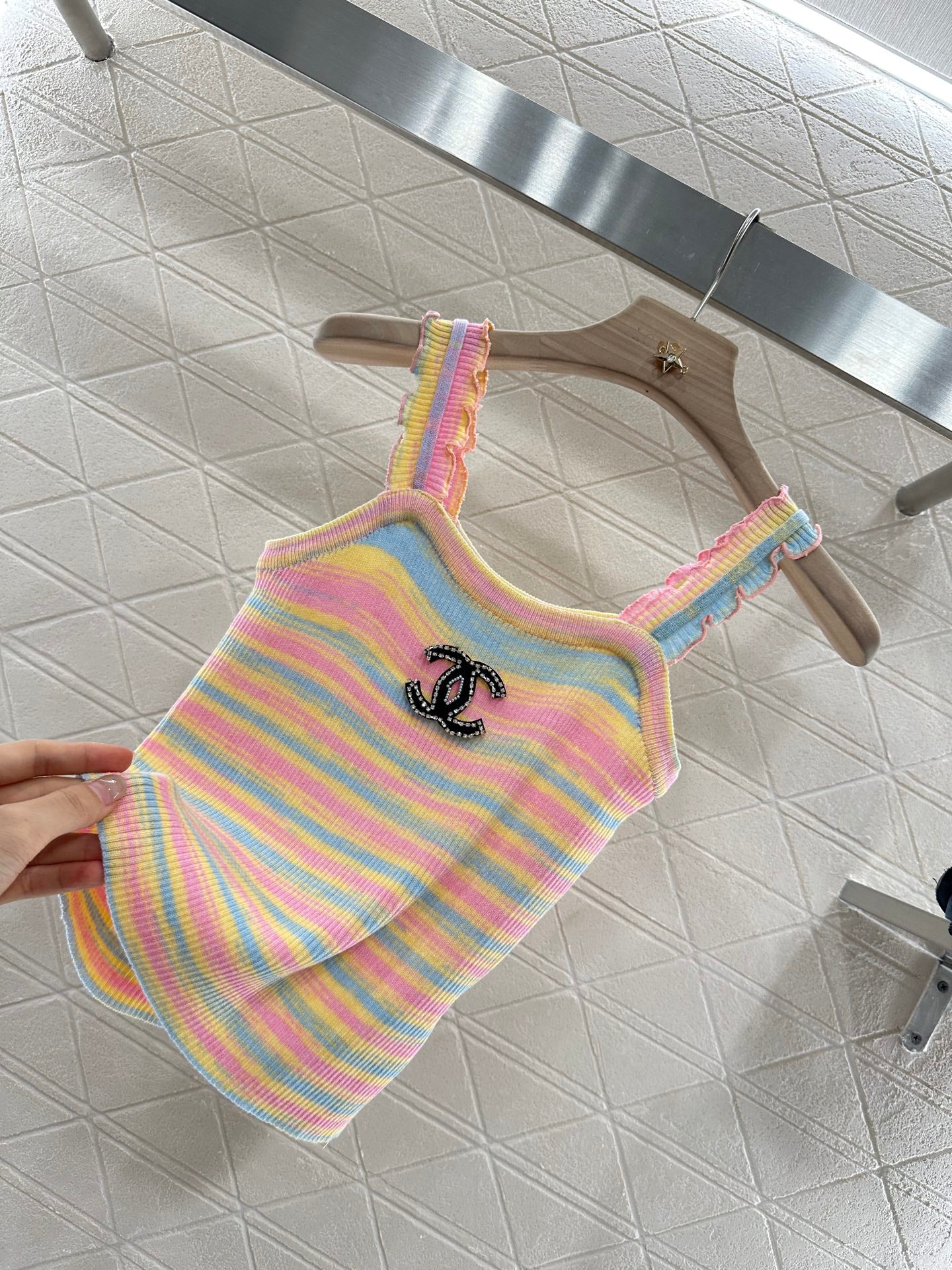 C*♥2025 new product Striped knitted vest