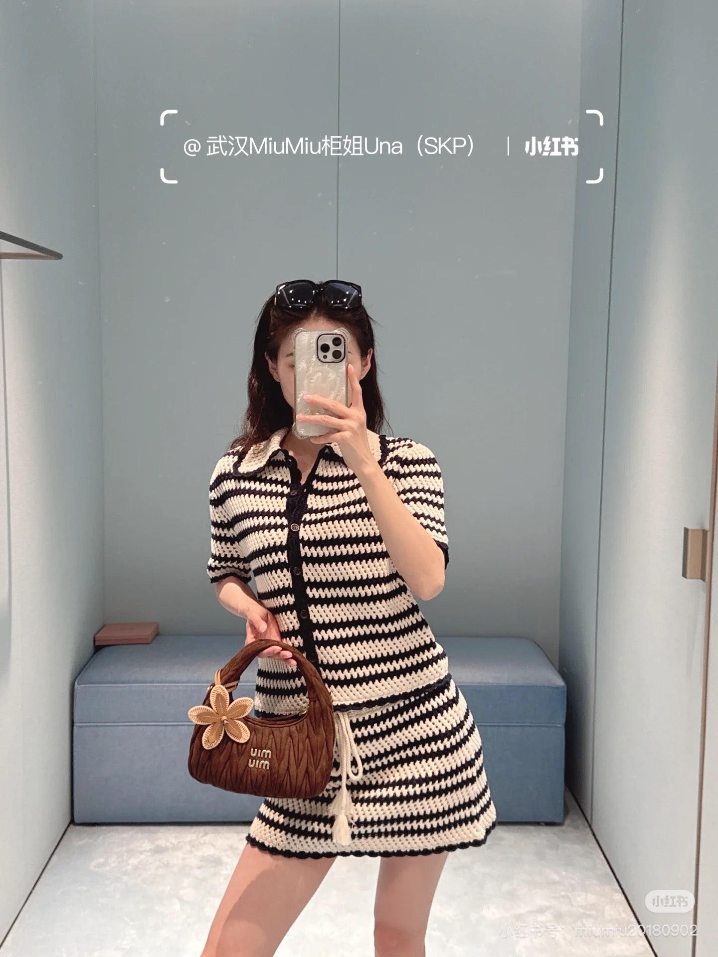 Mi*mi*♥2025 new product Short-sleeved cardigan and skirt set