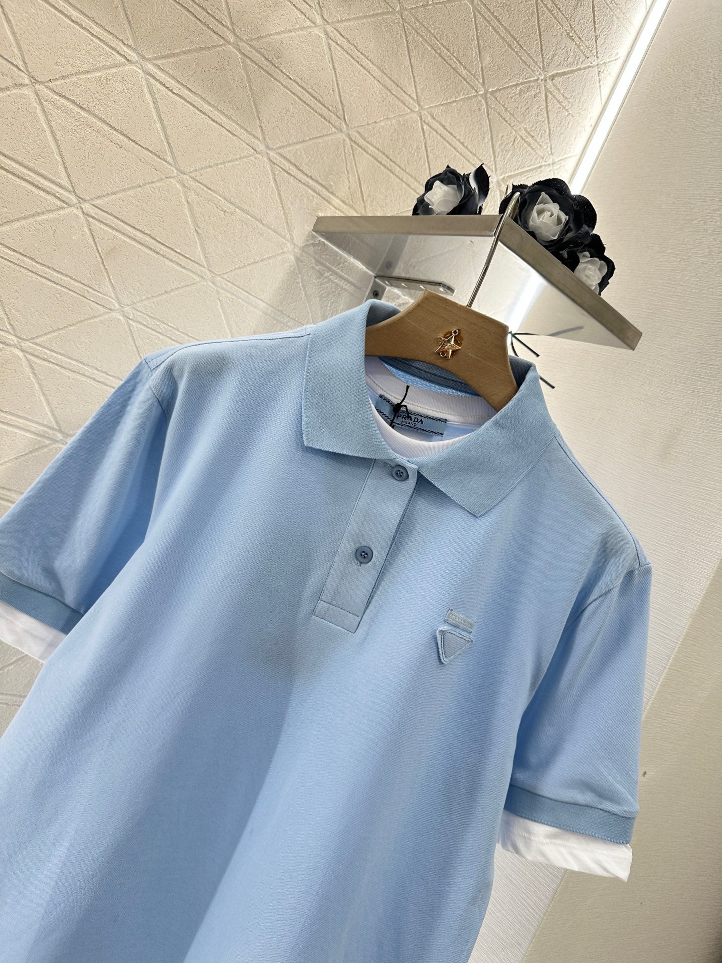P*β₯2025 new product Fake two-piece ππππ shirt
