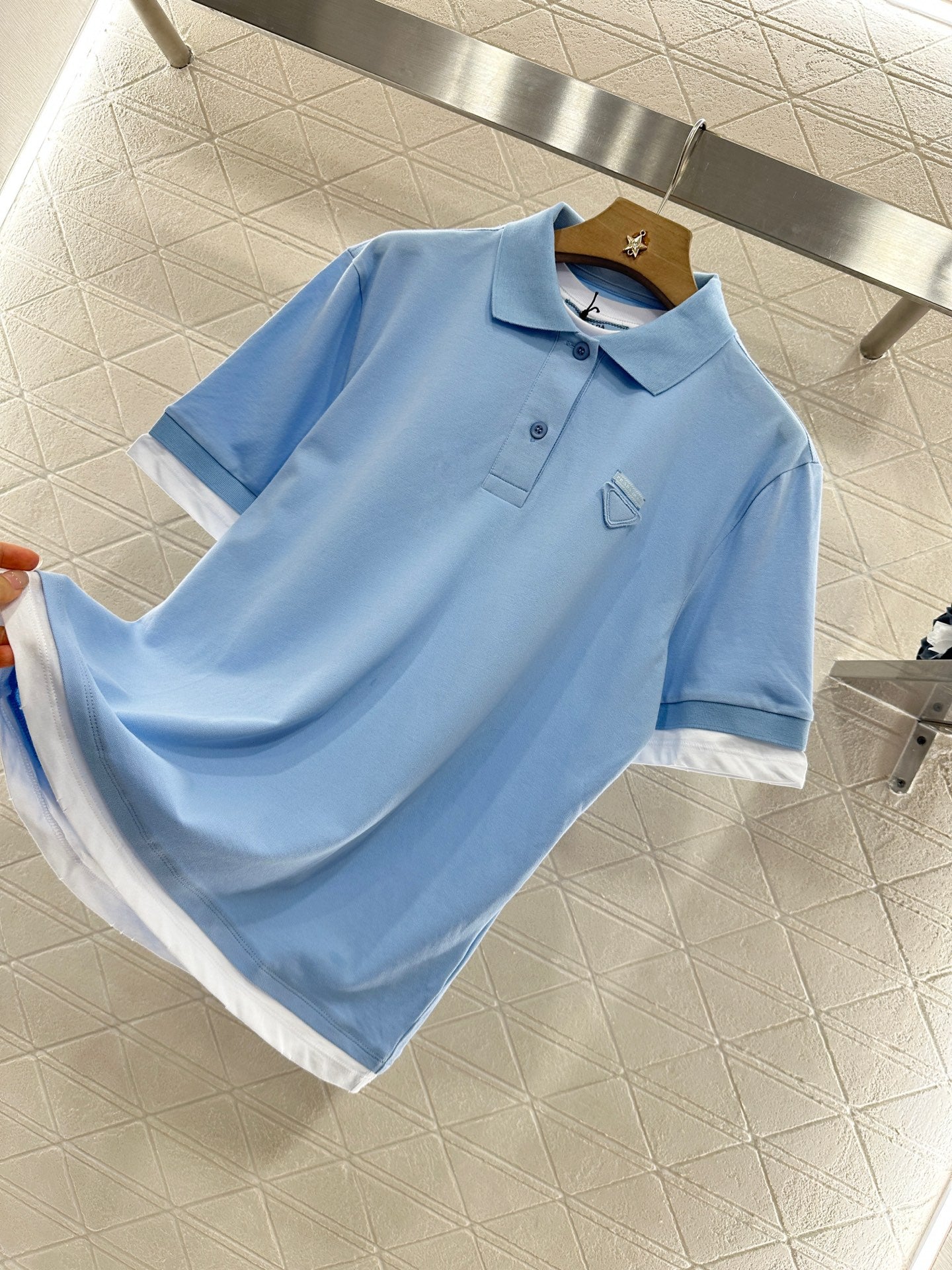 P*β₯2025 new product Fake two-piece ππππ shirt