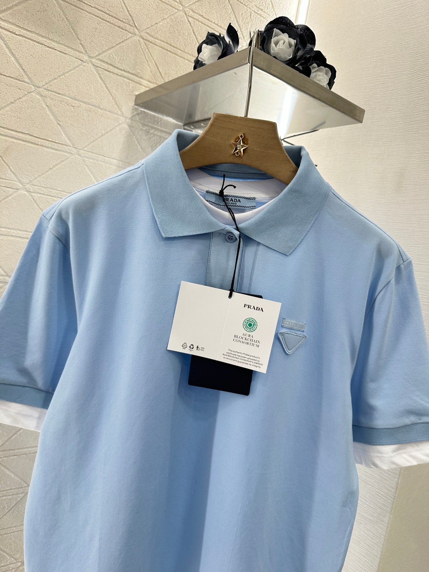 P*β₯2025 new product Fake two-piece ππππ shirt