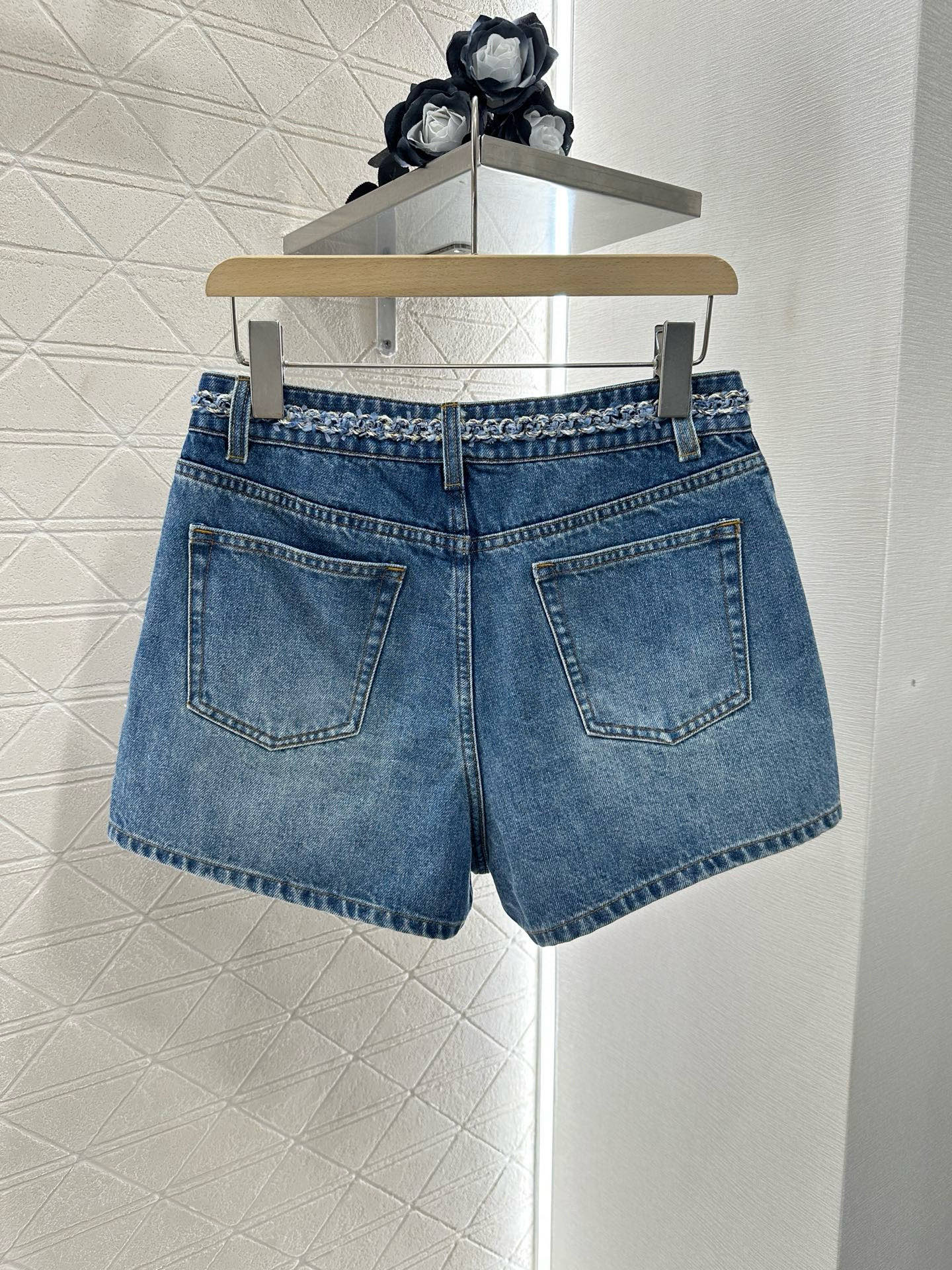 C*♥2025 new product Denim vest shorts set