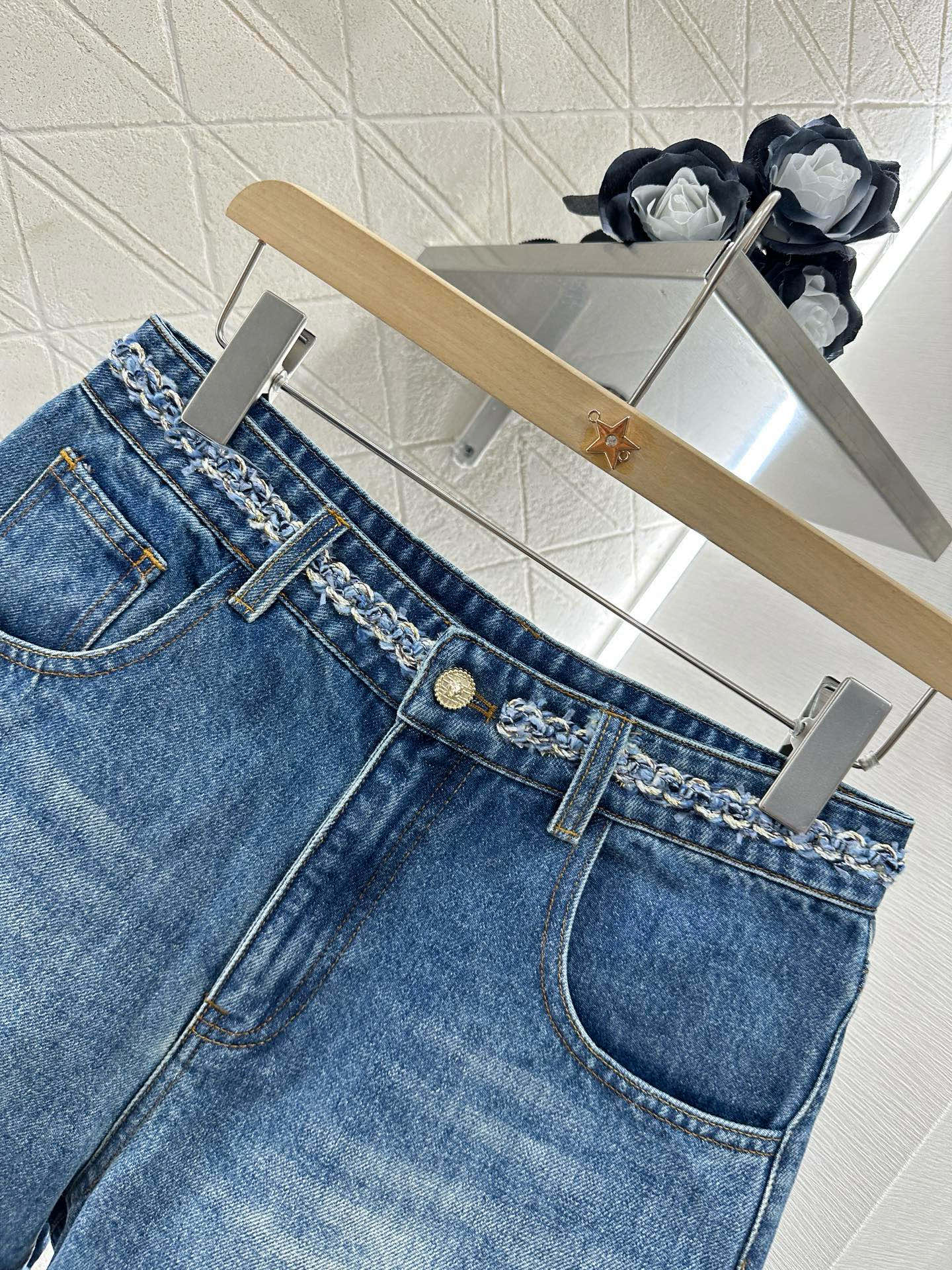 C*♥2025 new product Denim vest shorts set