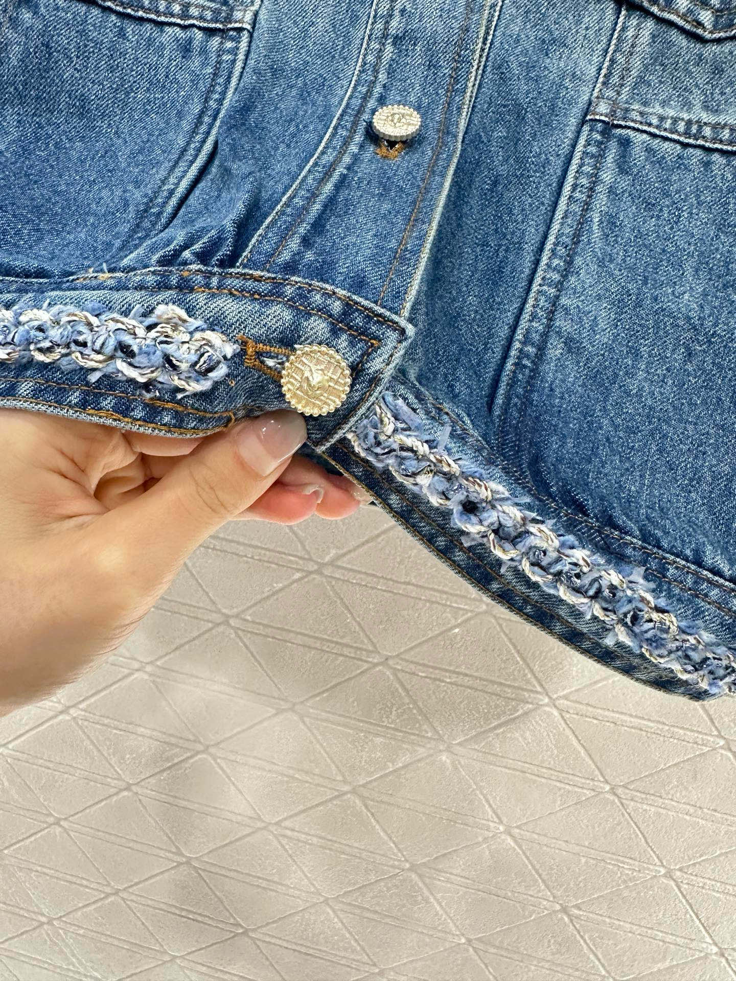C*♥2025 new product Denim vest shorts set