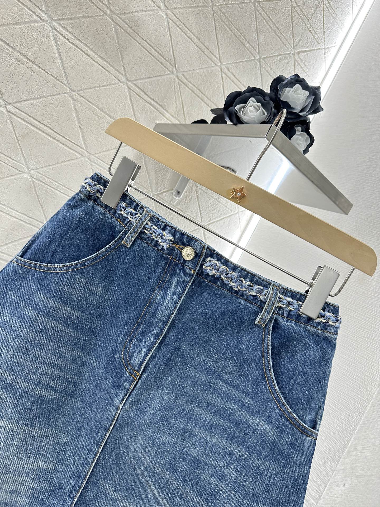 C*♥2025 new product Denim skirt with hem