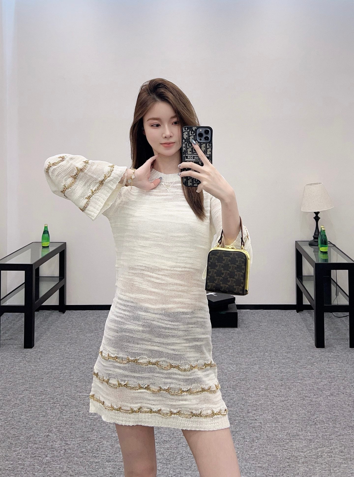 C*♥2025 new product Embroidered knitted dress
