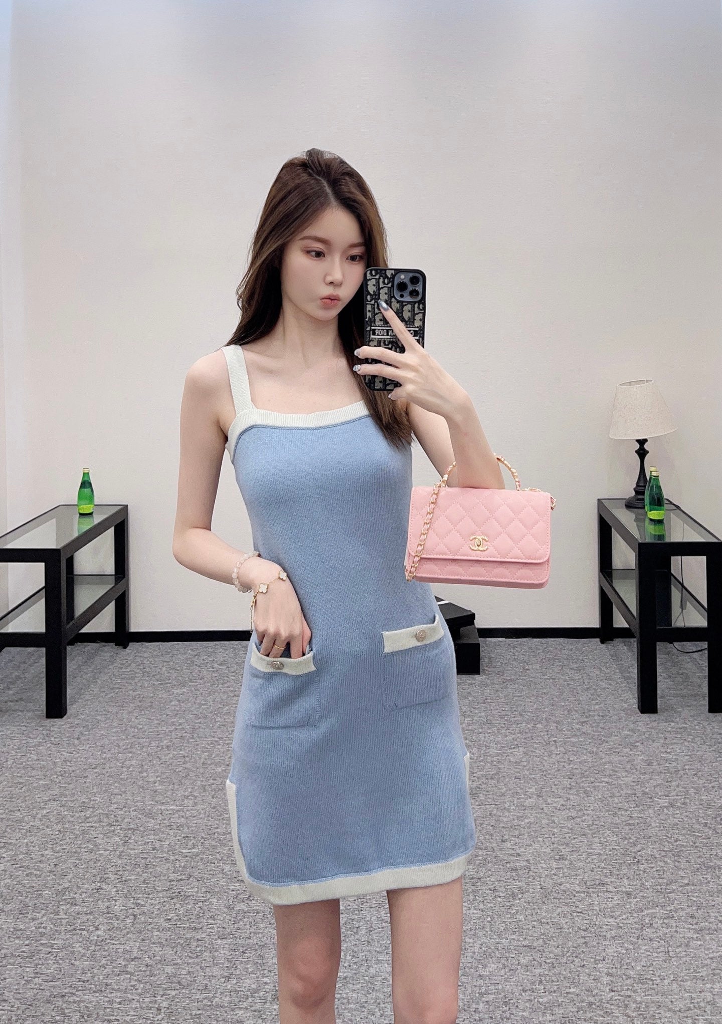 C*♥2025 new product Knitted suspender skirt