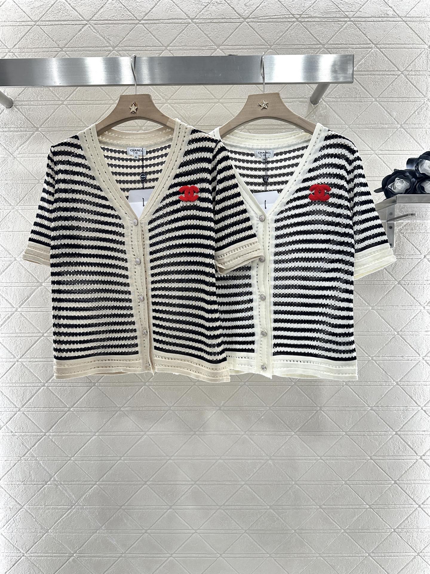 C*♥2025 new product Knitted short-sleeved cardigan