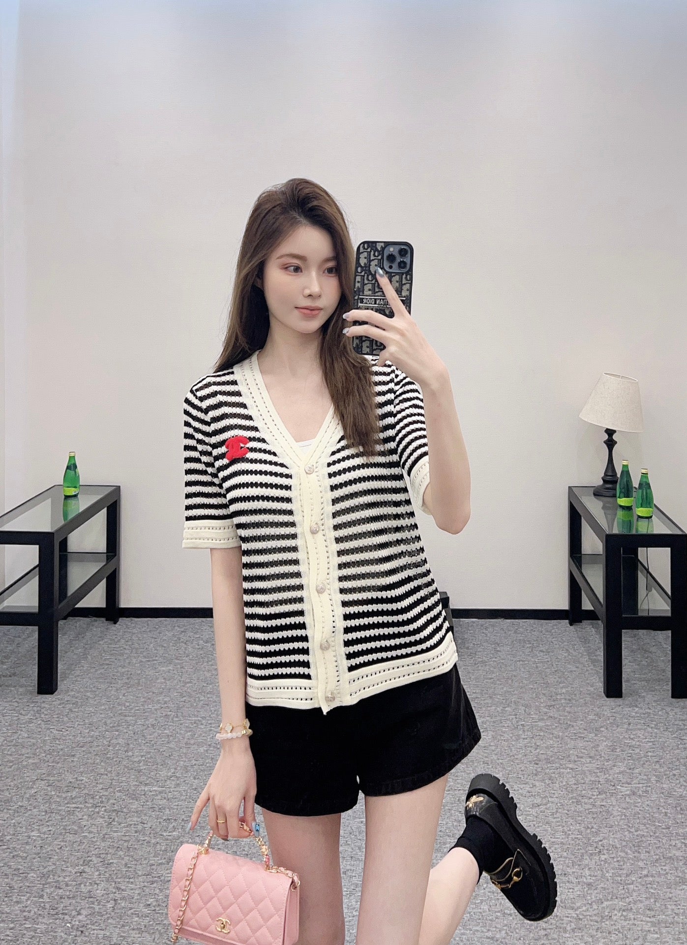 C*♥2025 new product Knitted short-sleeved cardigan