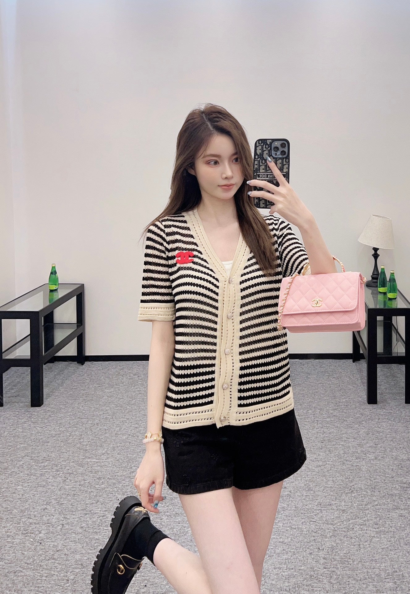 C*♥2025 new product Knitted short-sleeved cardigan