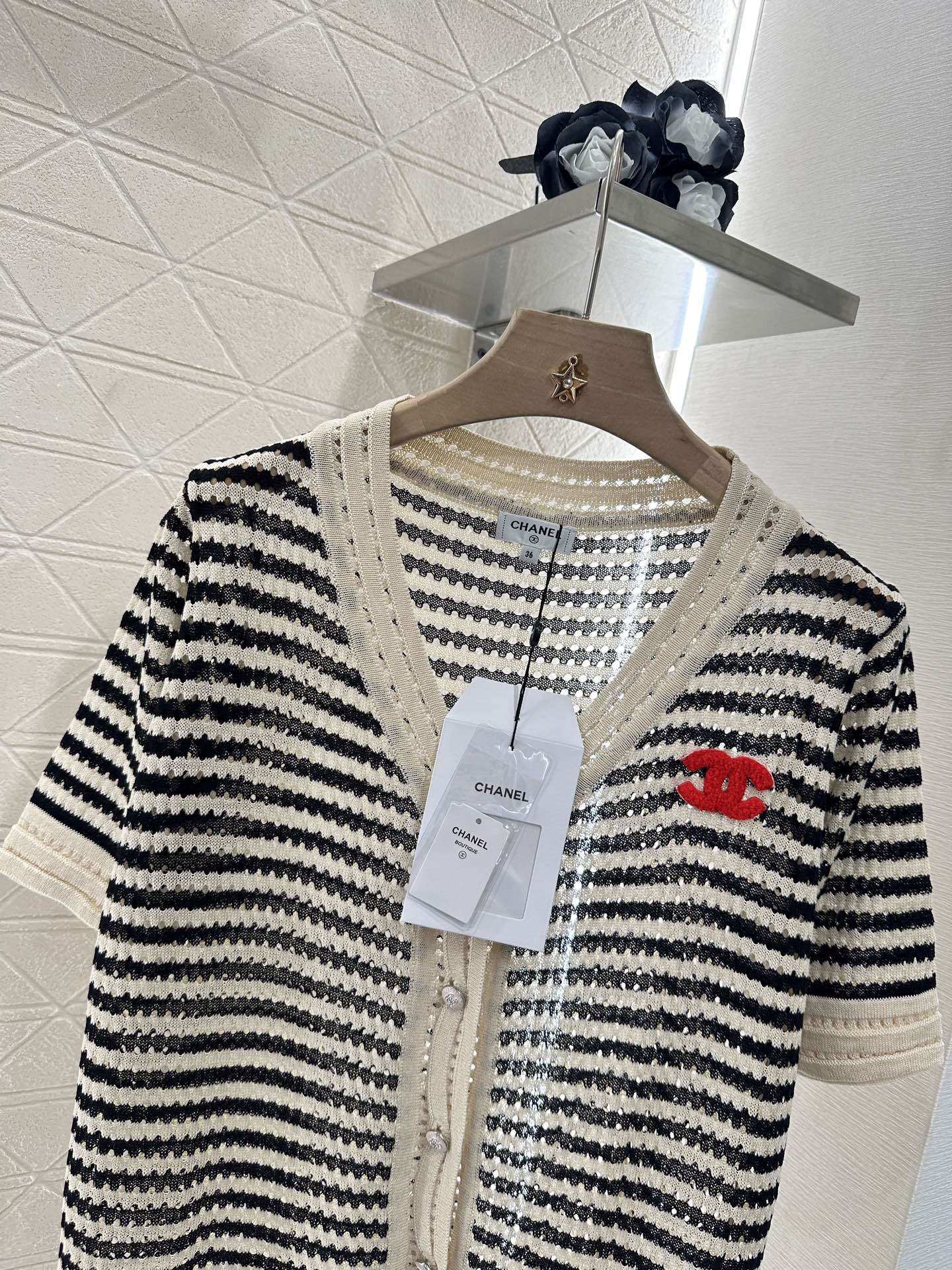 C*♥2025 new product Knitted short-sleeved cardigan