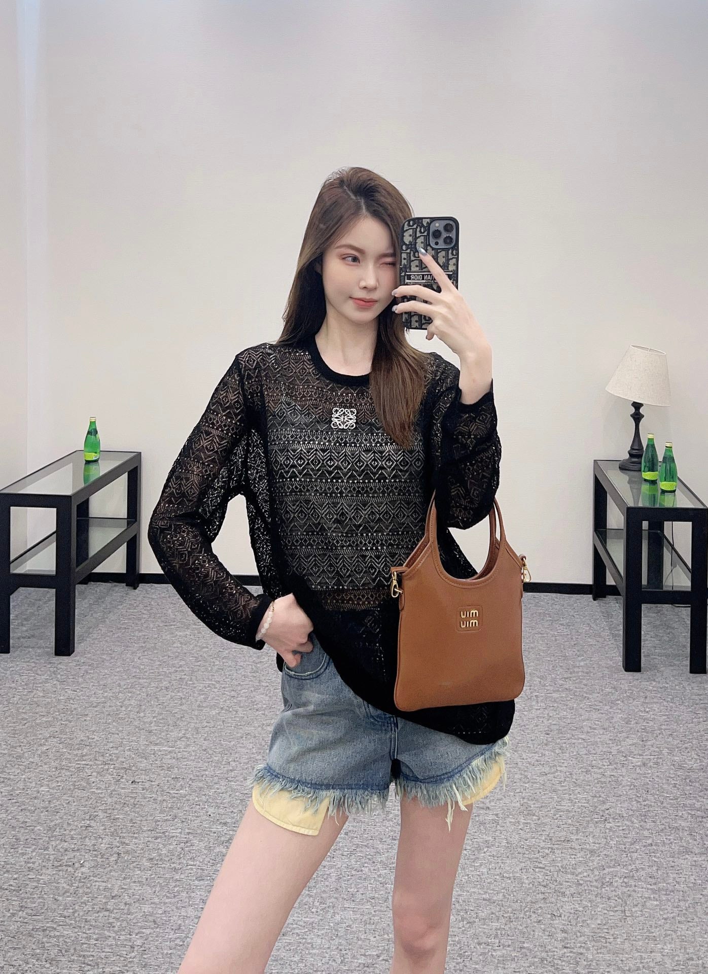 L*♥2025 new product Hollow knitted long sleeves