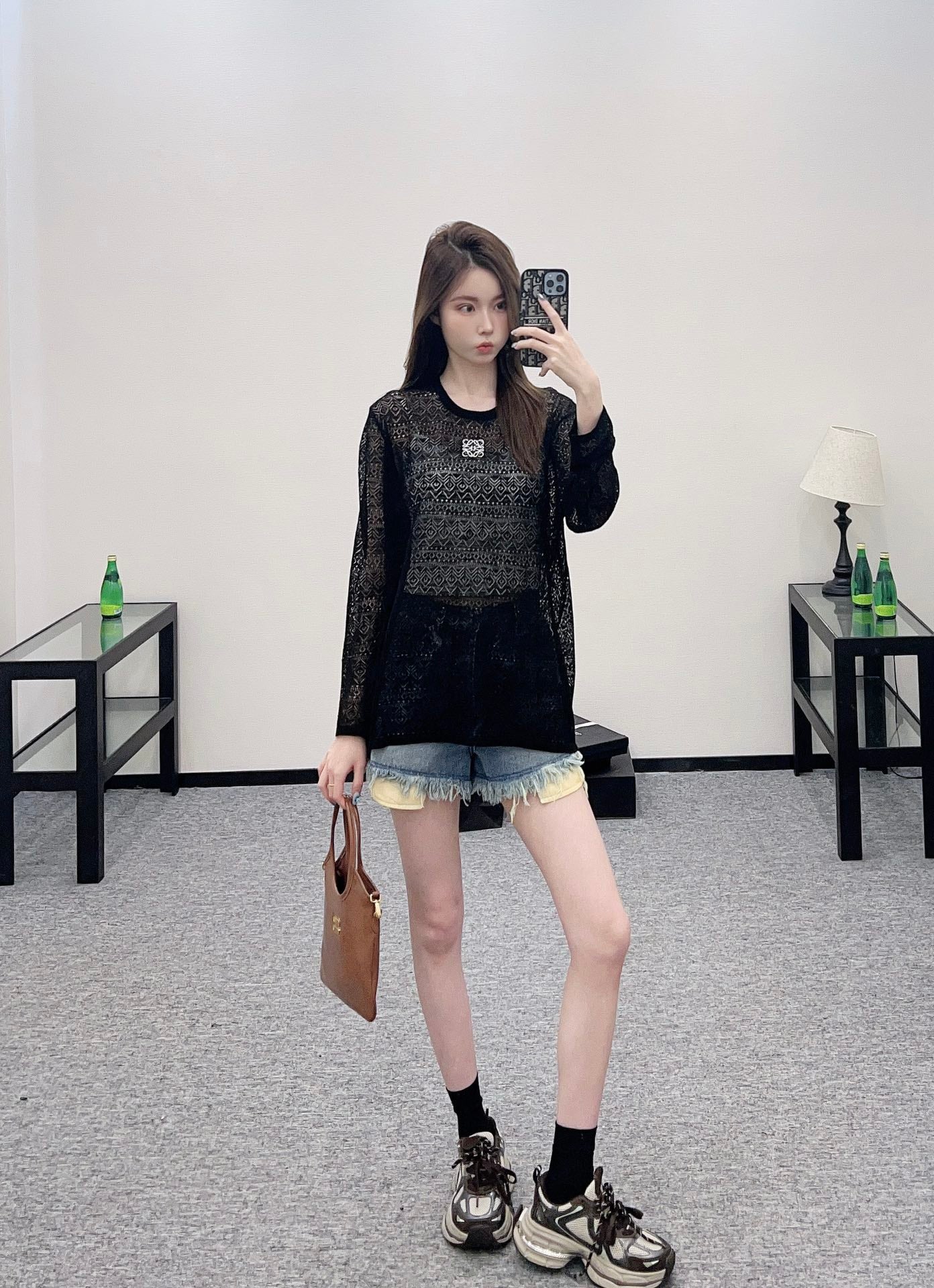 L*♥2025 new product Hollow knitted long sleeves