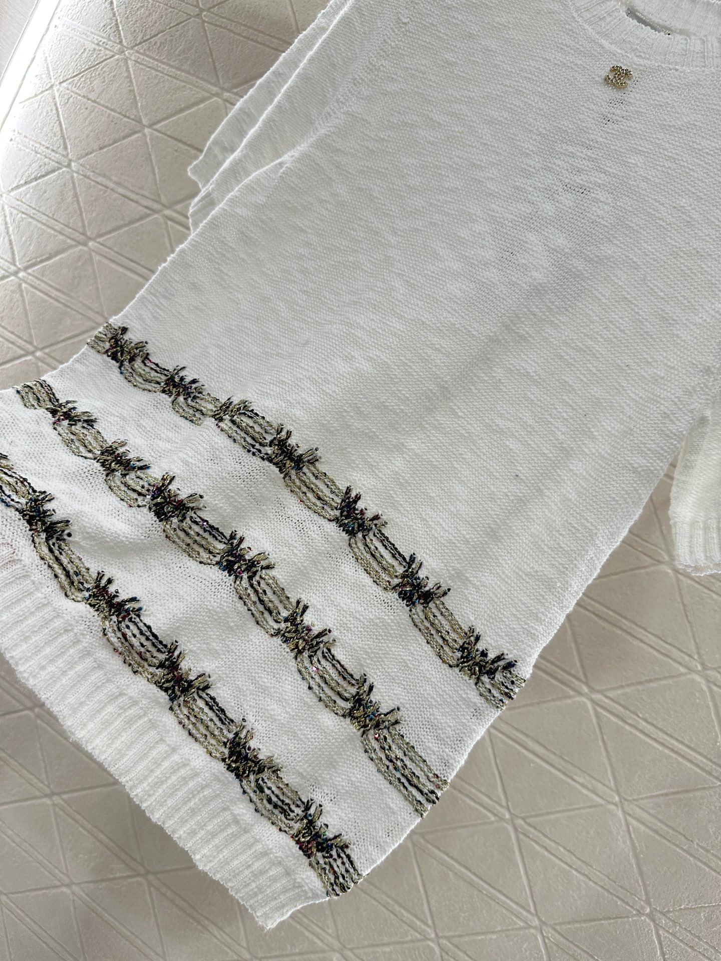 C*♥2025 new product Embroidered knitted short sleeves