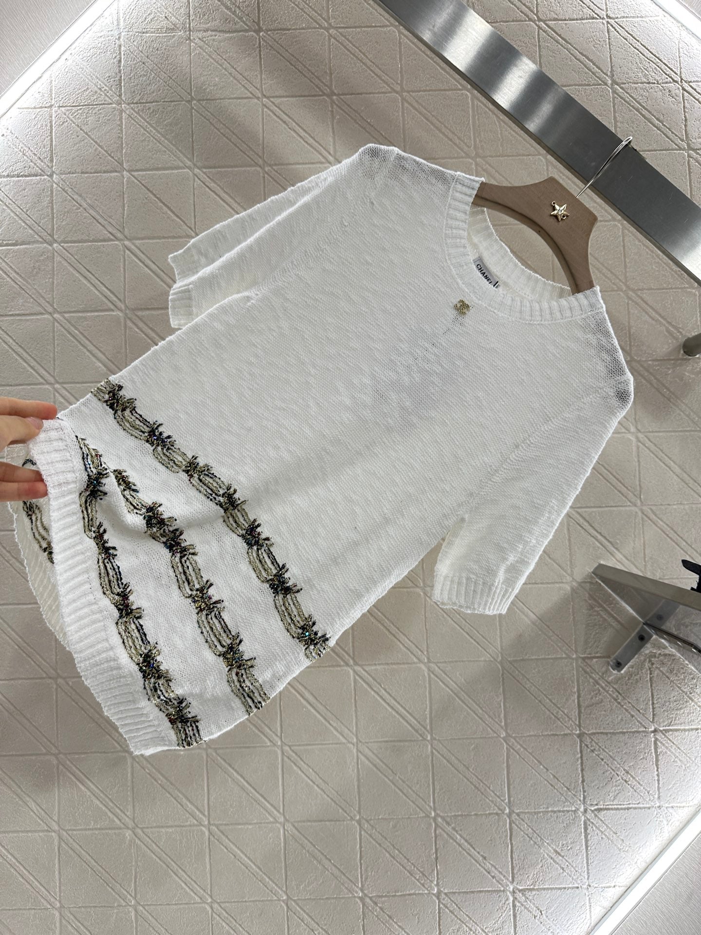 C*♥2025 new product Embroidered knitted short sleeves