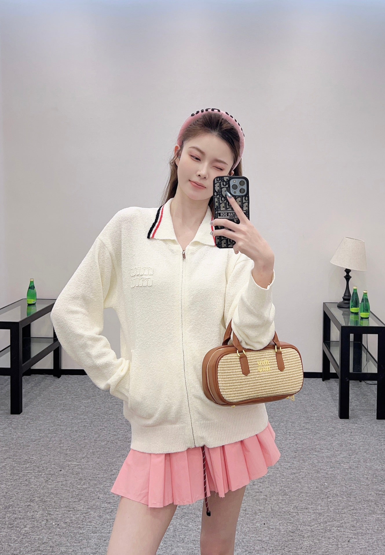 Mi*mi*♥2025 new product Zipper knitted cardigan