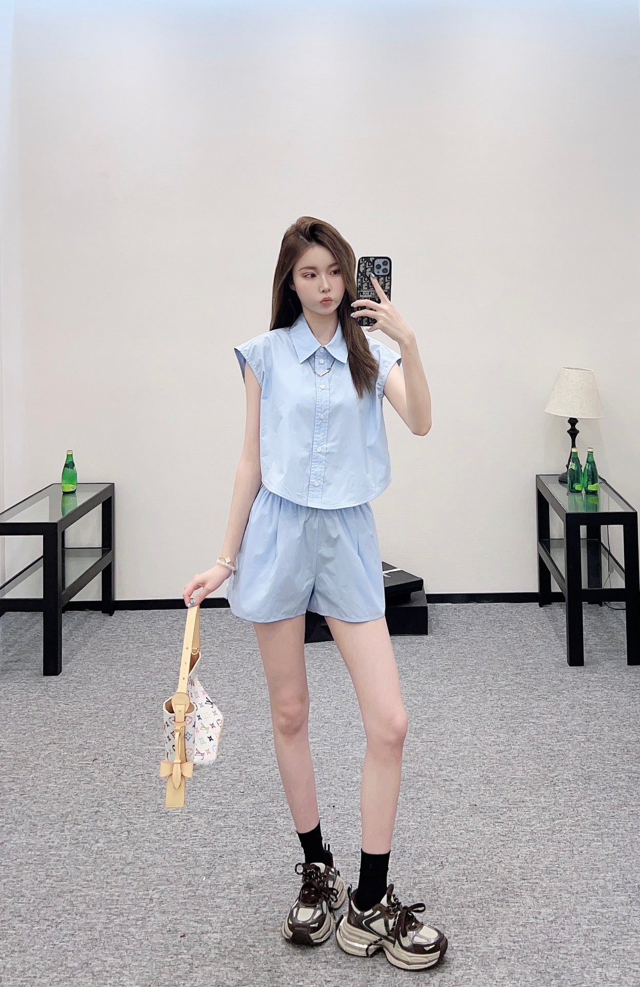 ♥A*♥2025 new product Sleeveless shirt and shorts set