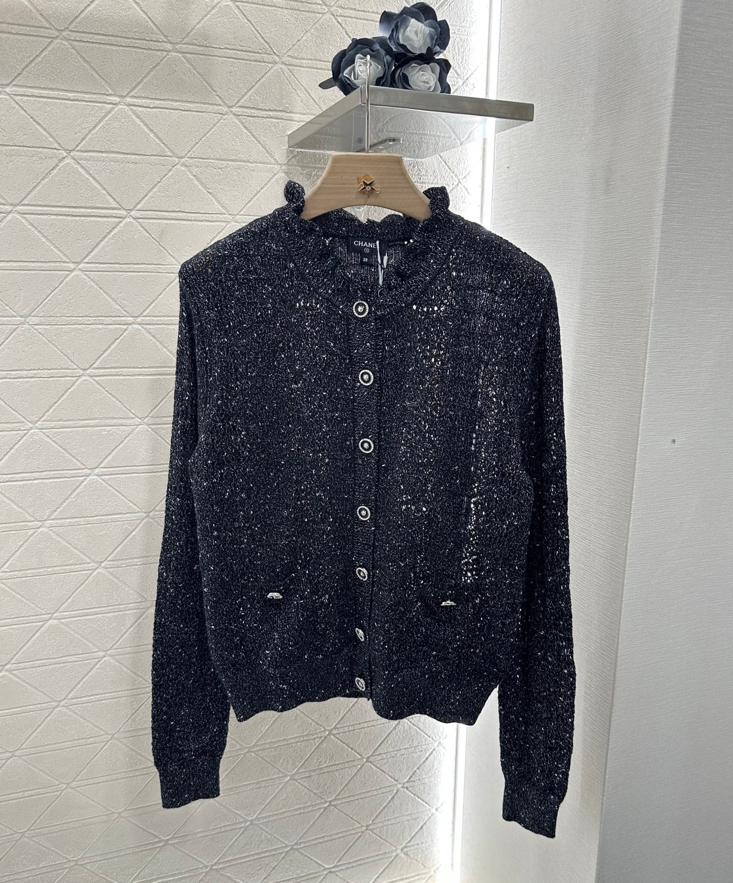 C*♥2025 new product Lace hollow knitted cardigan
